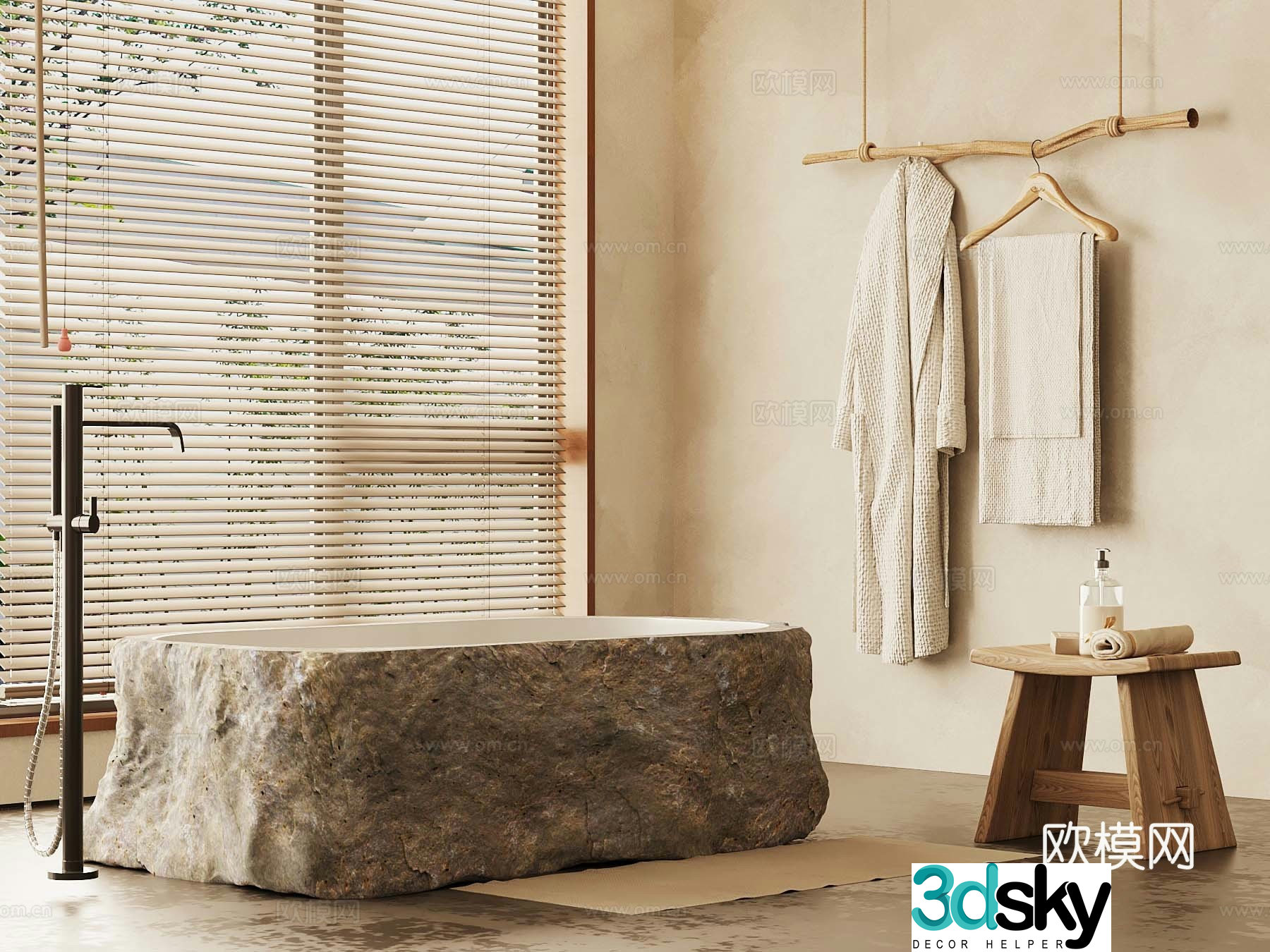 Wasabi Middle Style Bathtub Clothes Hanger Bathrobes 3D Model