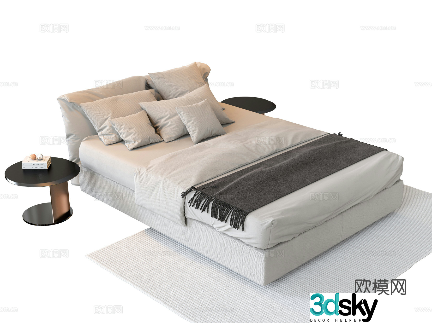 Modern double bed 3d model