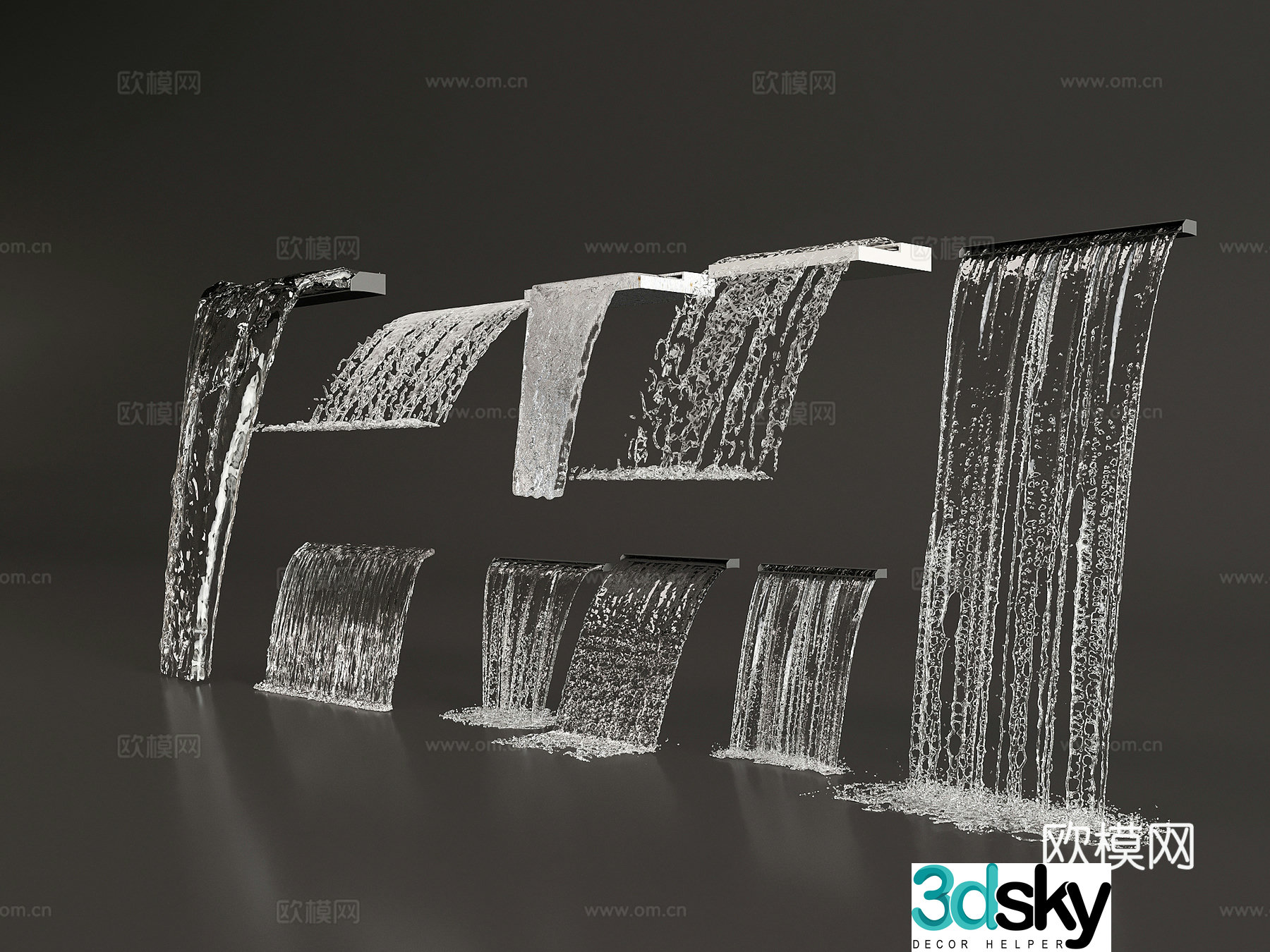 Flowing water Modern fountain Flowing water Splash 3D model