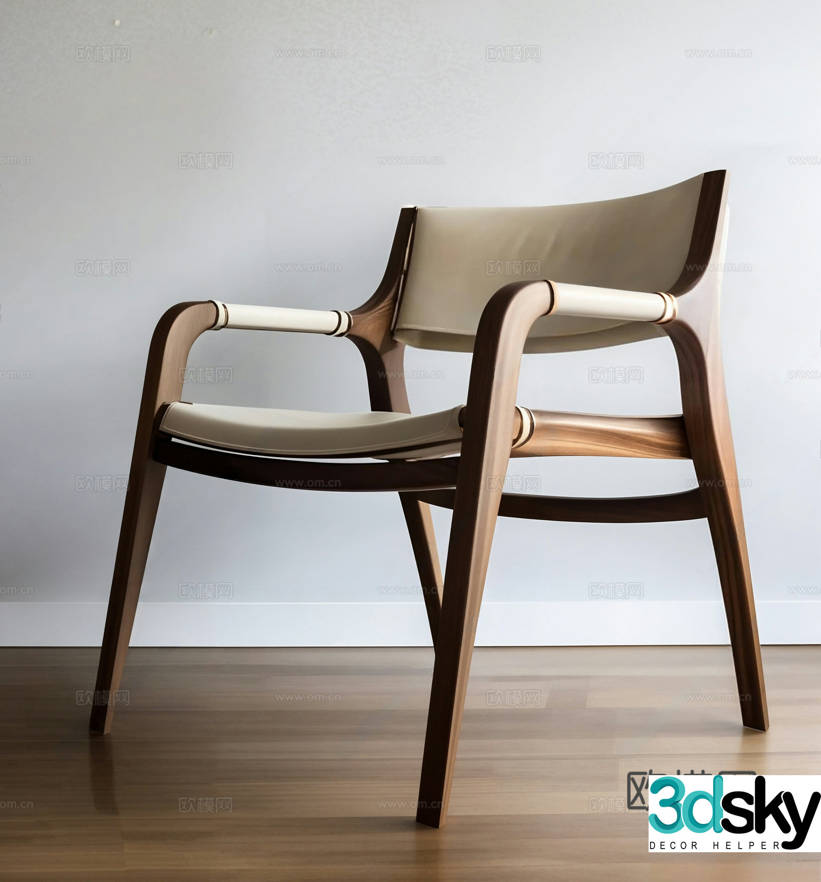 Modern wooden chair Armchair Back chair Dining chair 3d model