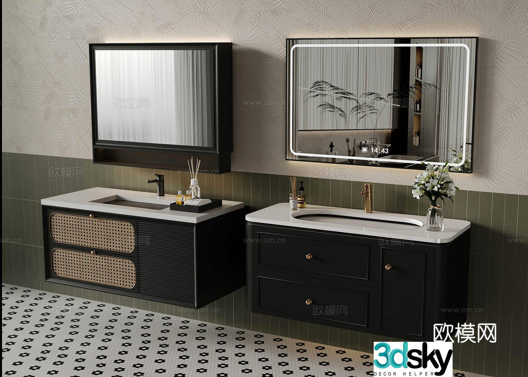 French bathroom cabinet bathroom cabinet combination 3D model