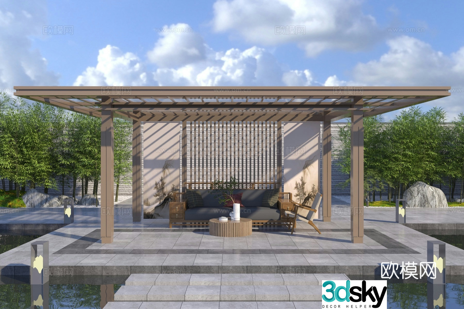 New Chinese style pavilion 3D model