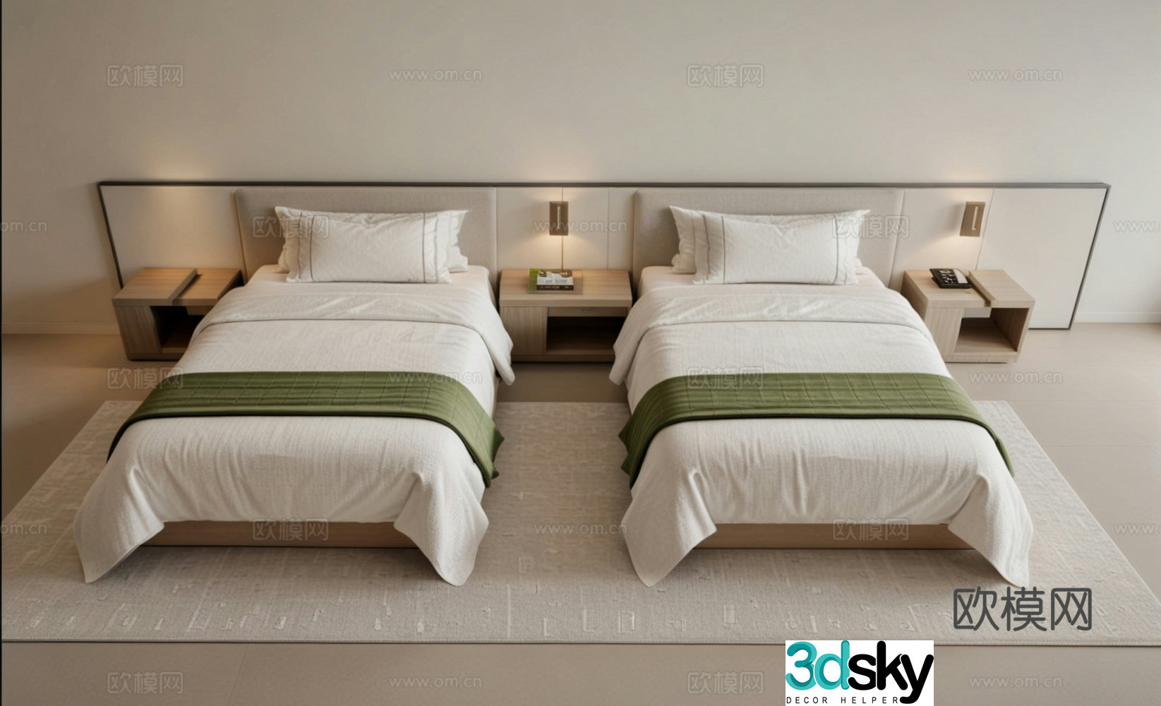 Double bed Room single bed 3D model