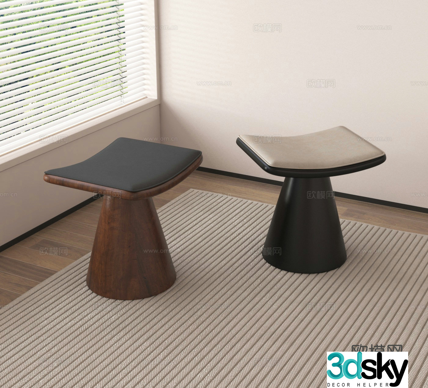 Stool low stool shoe changing stool 3d model