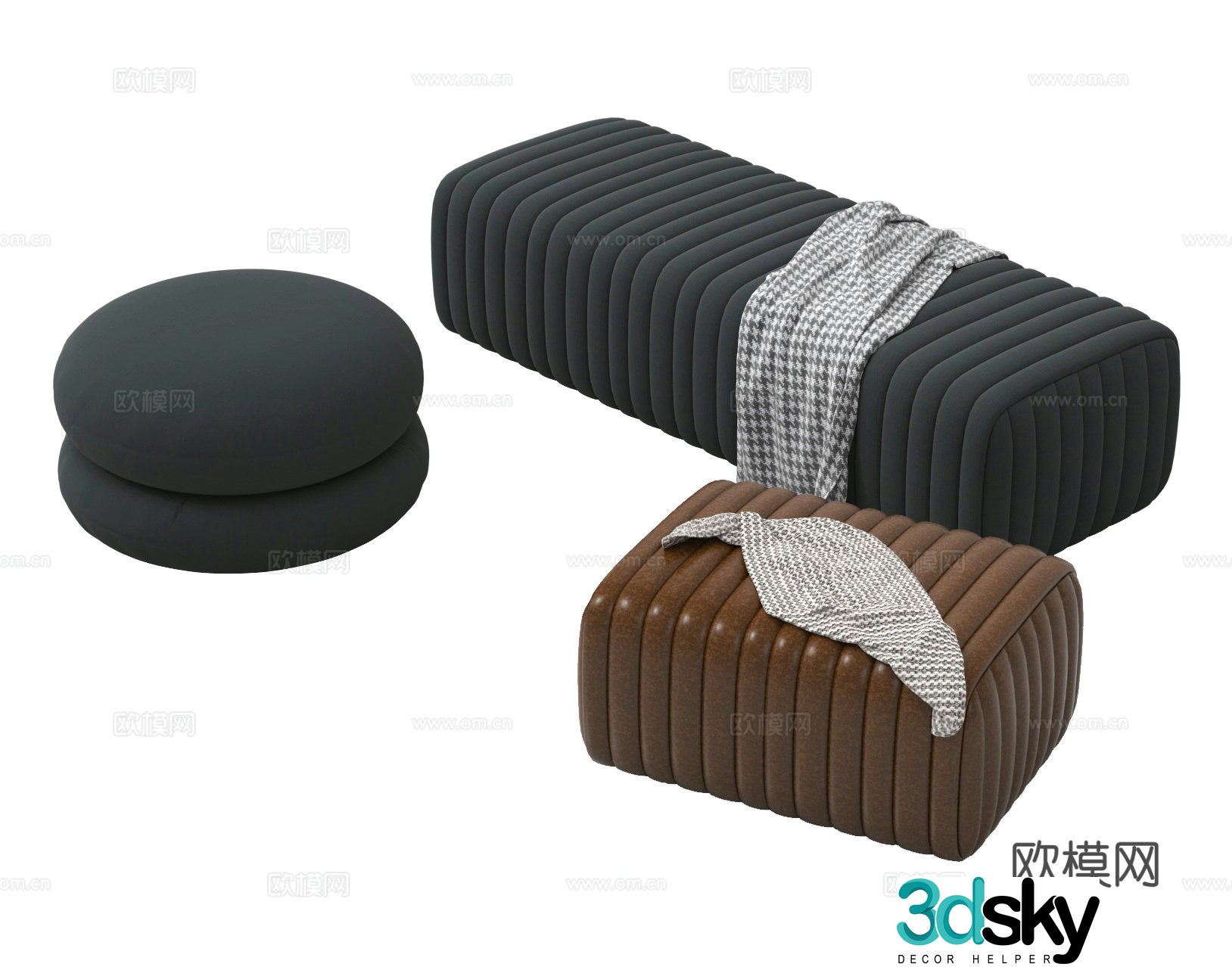 Sofa stool low stool shoe change stool stool foot pedal long stool 3d model