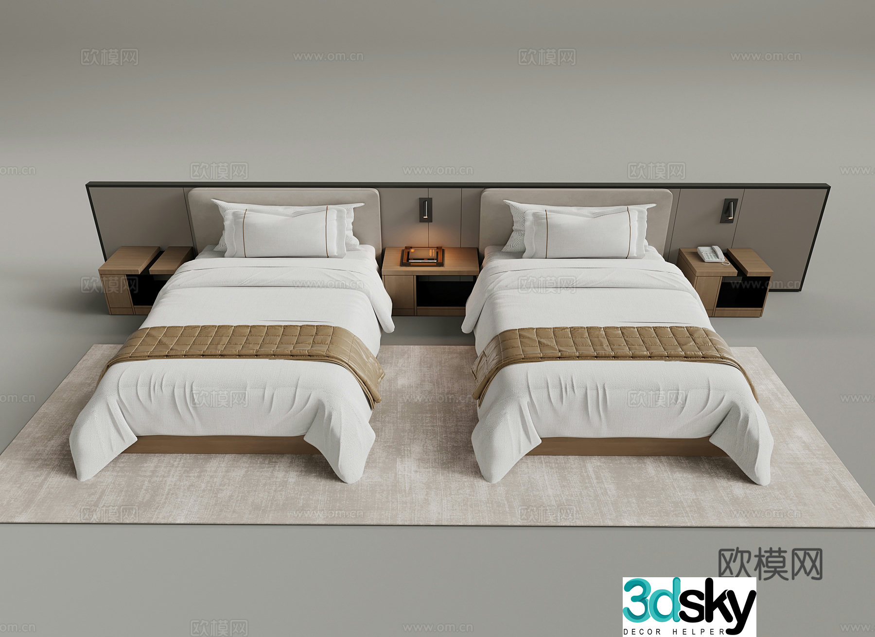 Double bed Room single bed 3D model