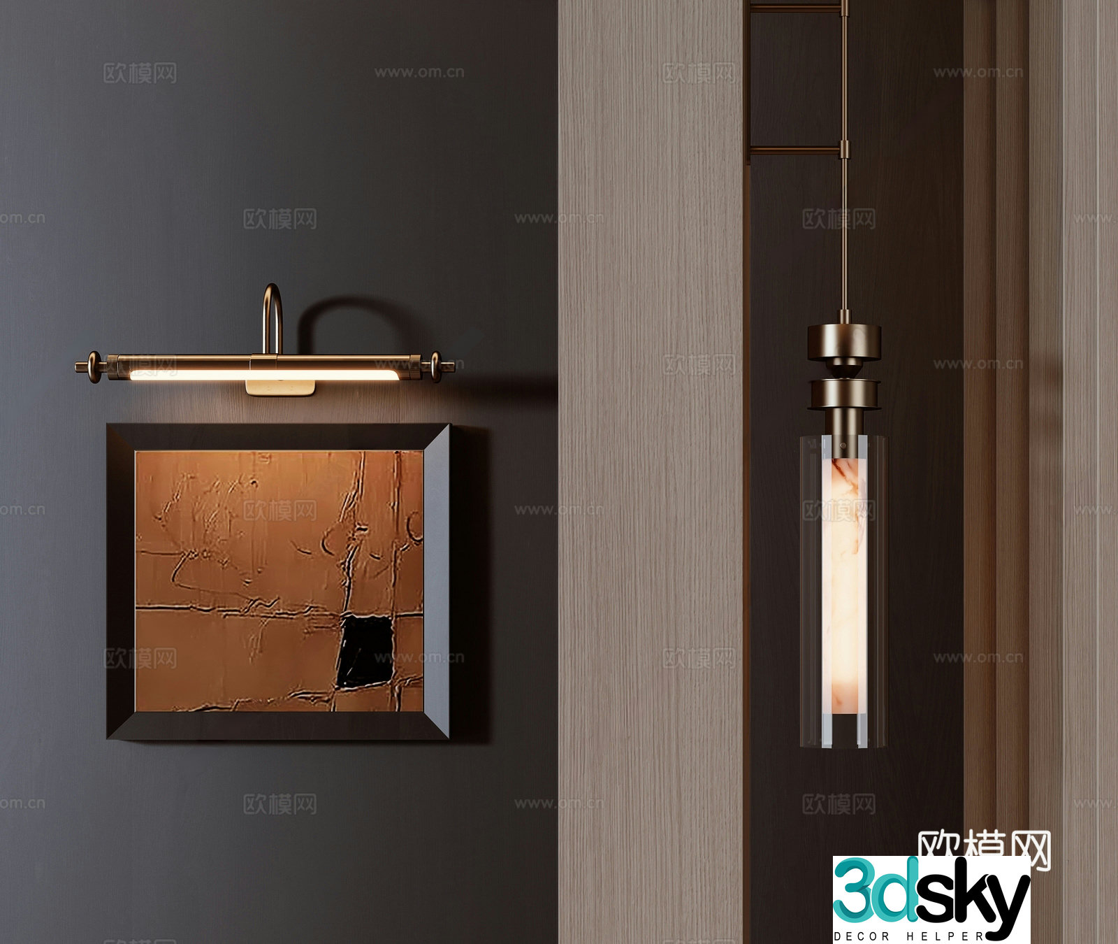 New Chinese style long wall lamp Modern long wall lamp Mirror front wall lamp Strip wall lamp Metal wall lamp 3D model