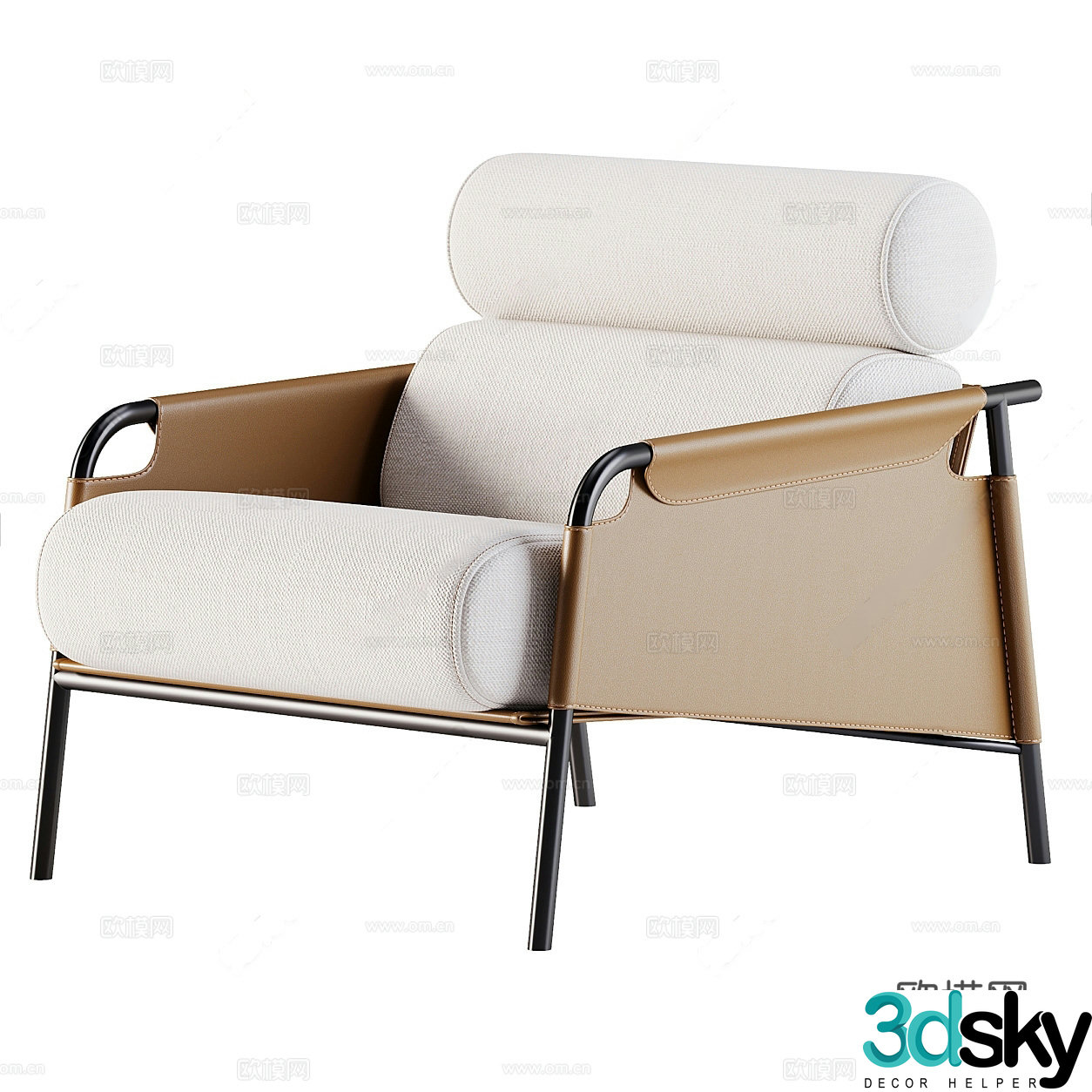 Modern leisure chair Light luxury leisure chair Medium-old wali leisure chair Medium-old leisure iron sofa 3D model