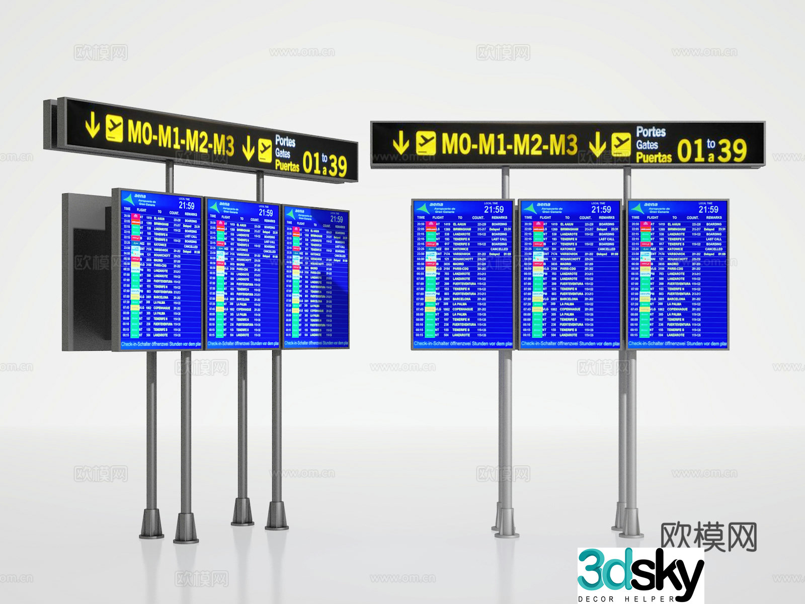 Airport timetable 3d model