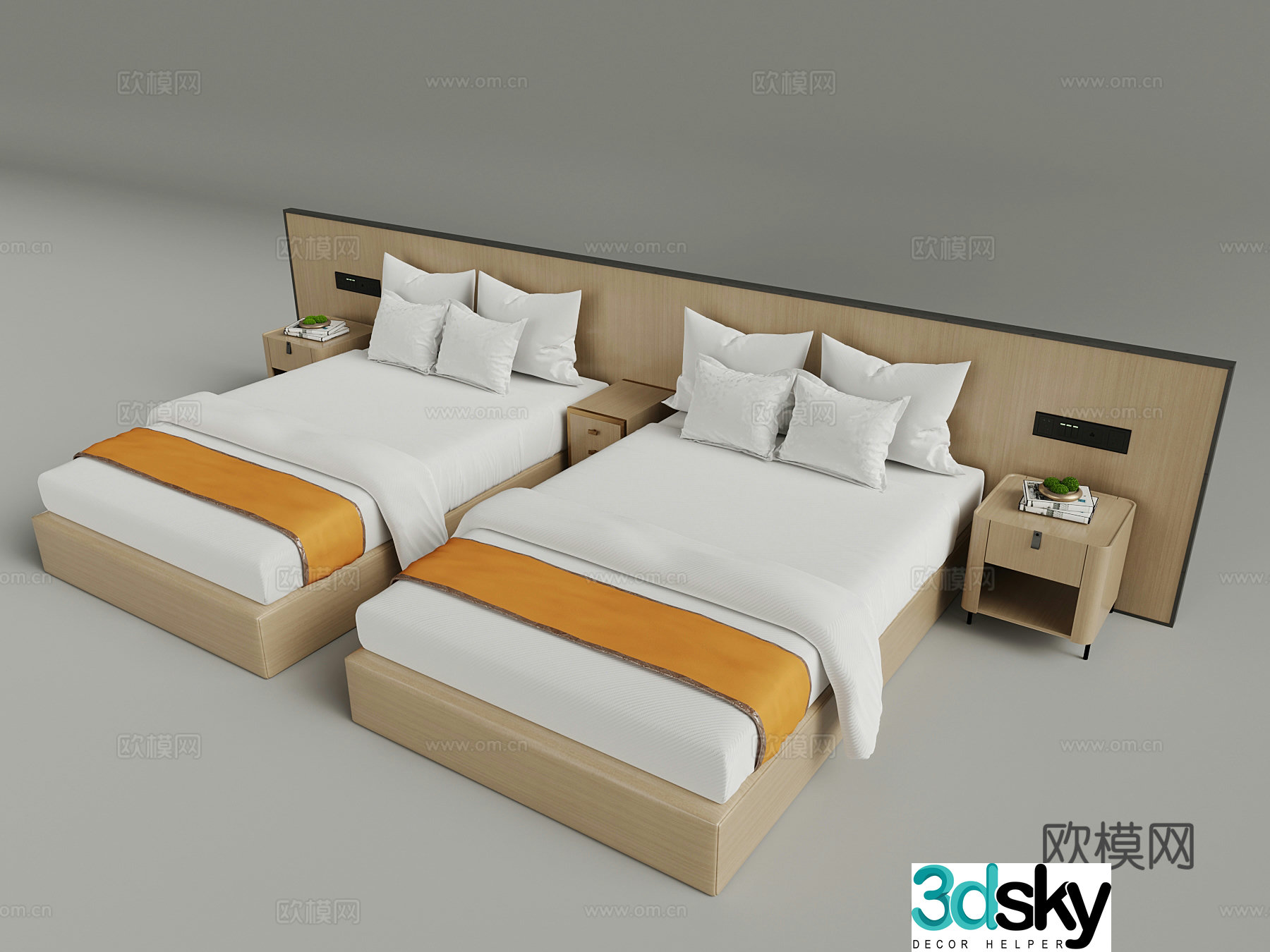 Double bed Room single bed 3D model