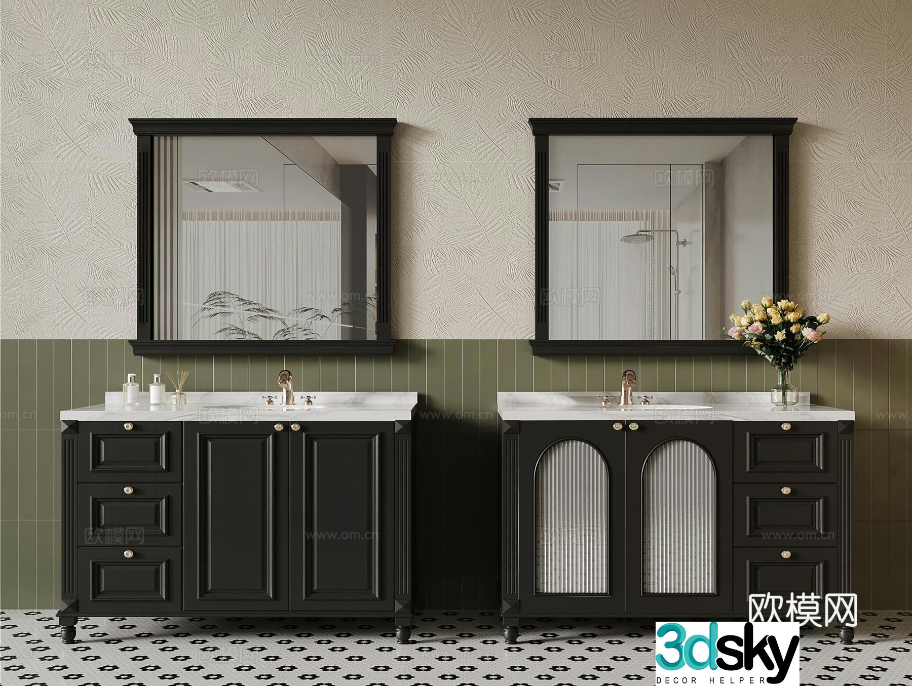 Bathroom cabinet French retro style bathroom cabinet 3d model