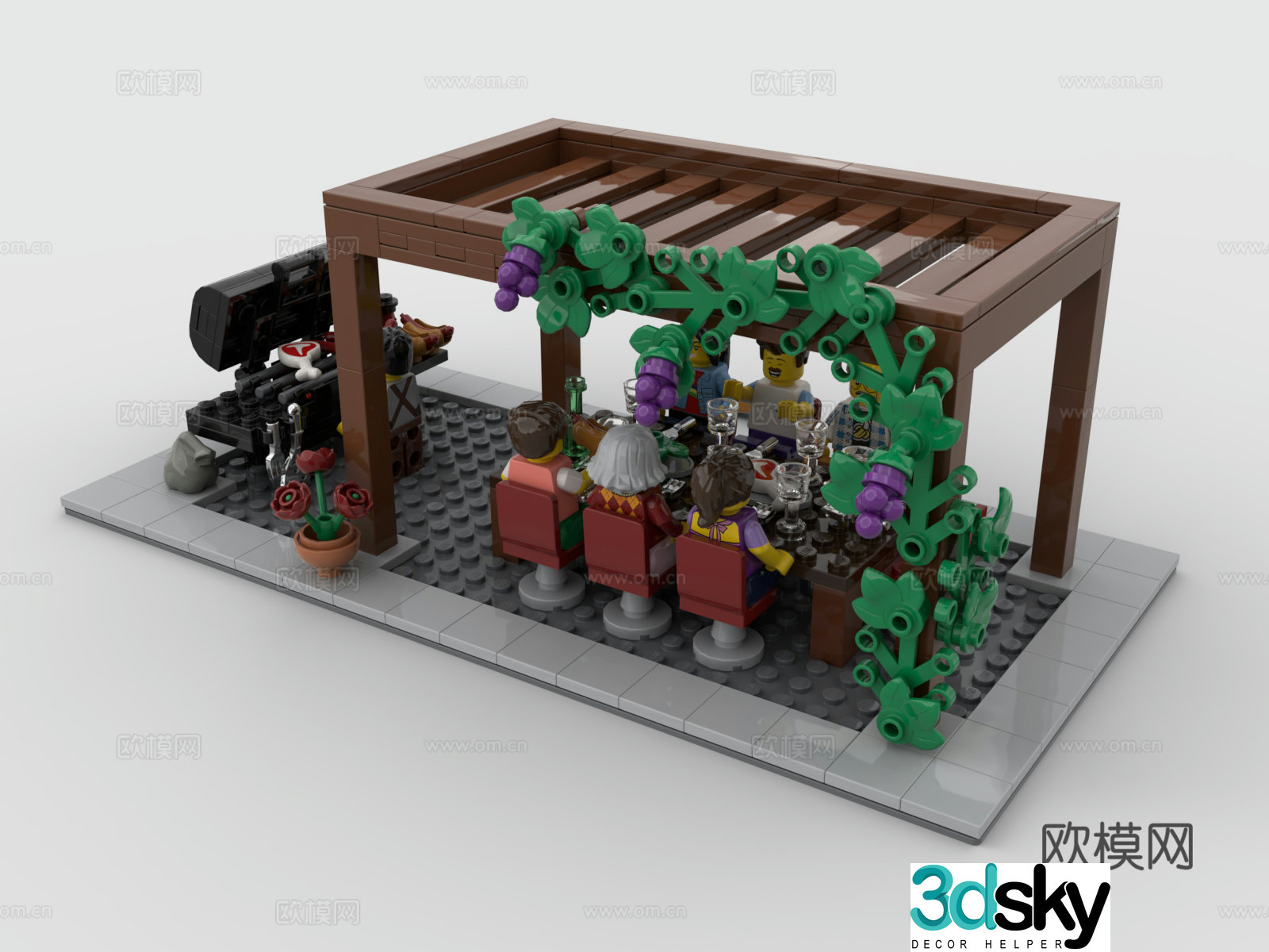 LEGO LEGO Toys Building Blocks Barbecue Grill Garden Party Barbecue 3d Model