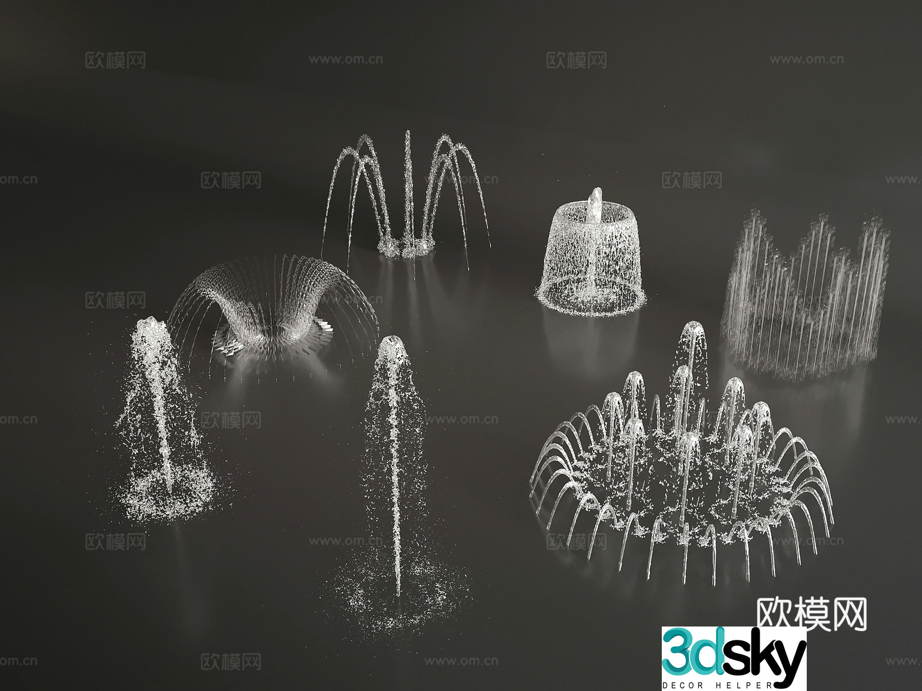 Fountain Modern Fountain Waterscape Yongquan Water Splash 3D Model