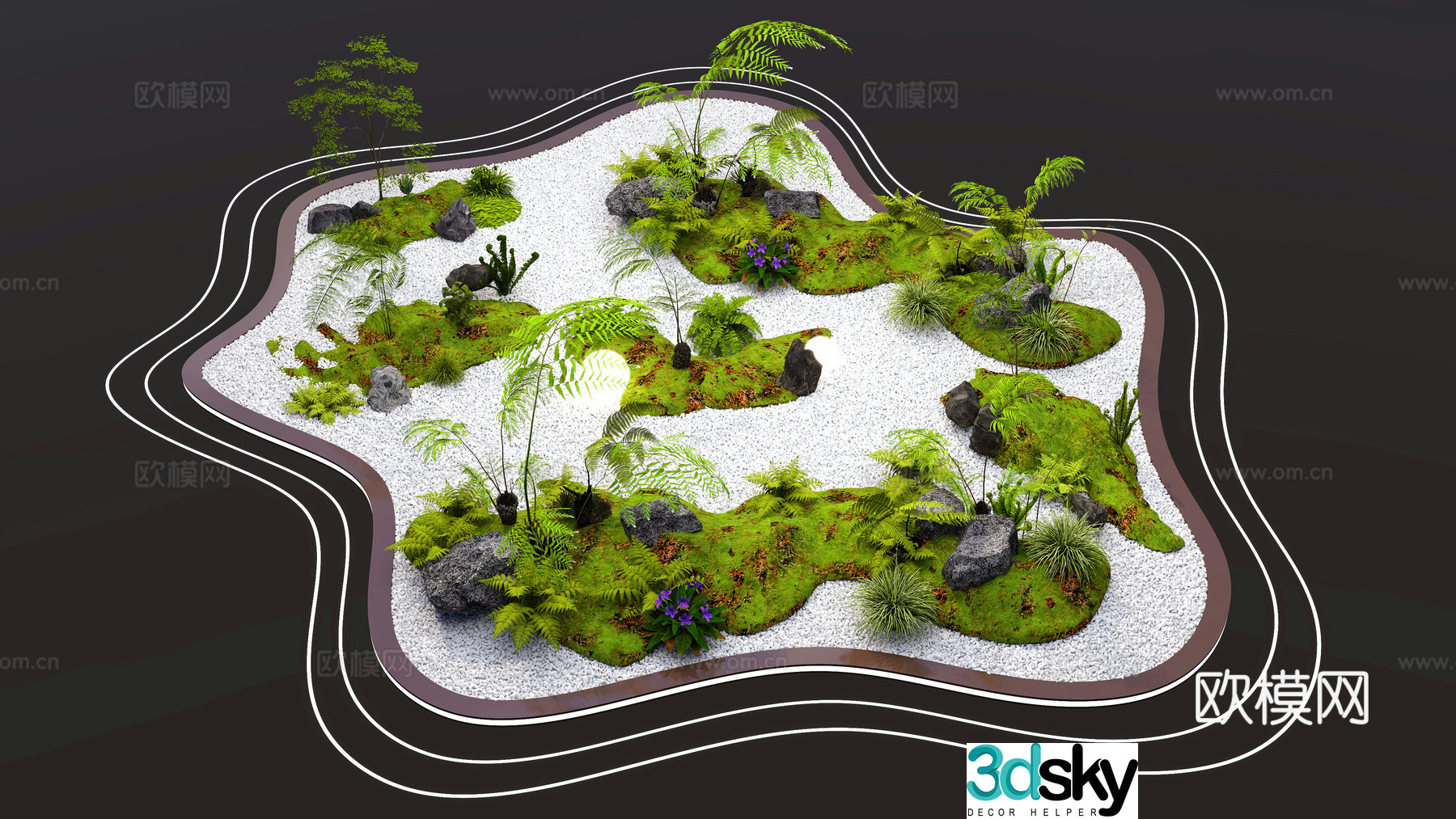 Landscape sketch Fern Moss Green Plant Plant Landscape Garden sketch Plant combination 3D model