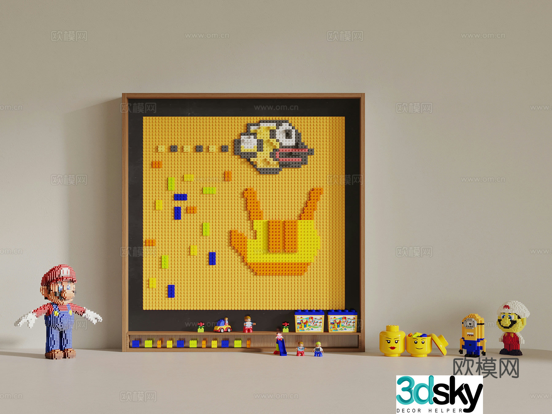 Toys Modern Lego assembled building block wall 3d model