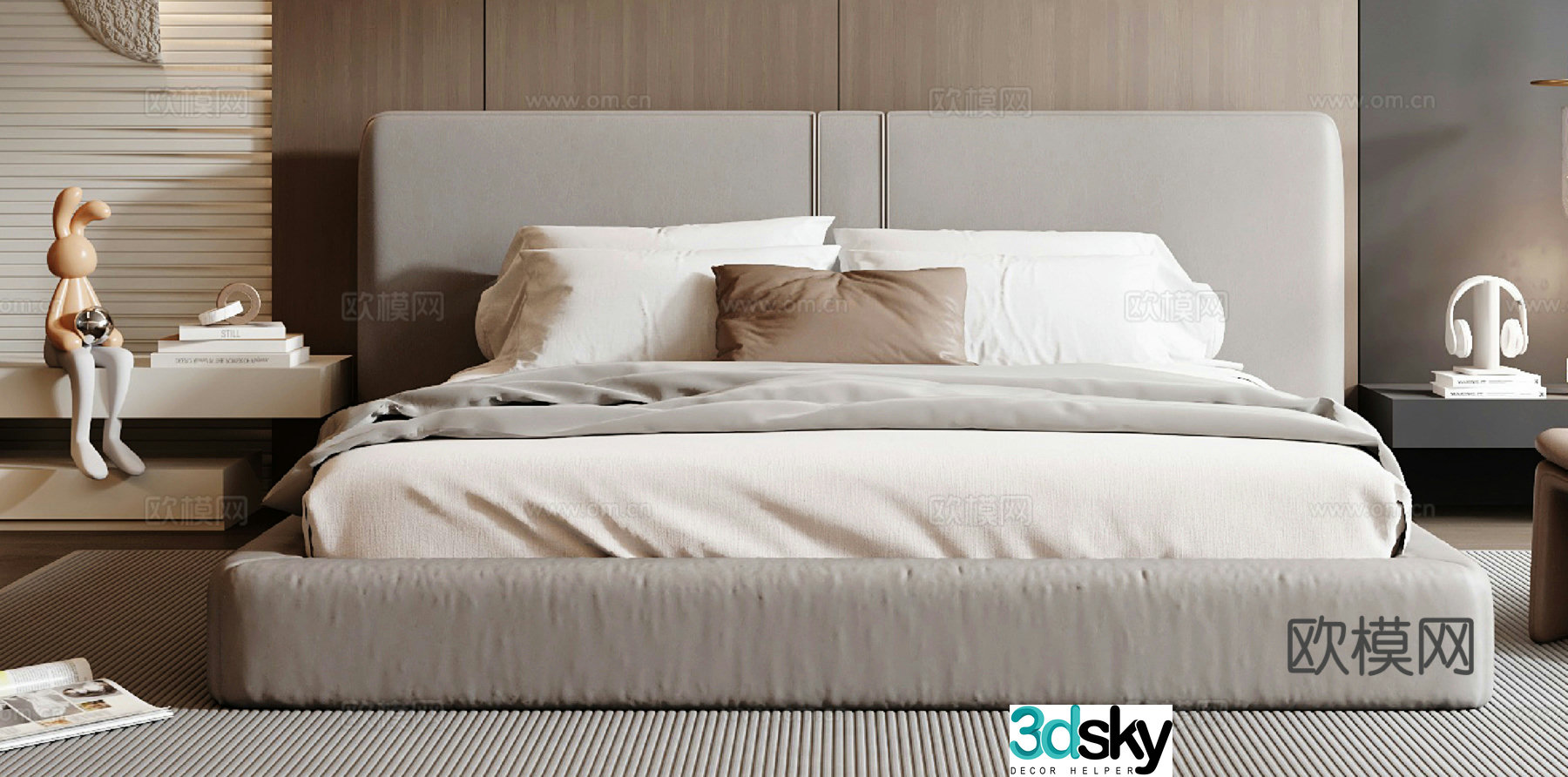 Italian double bed 3d model