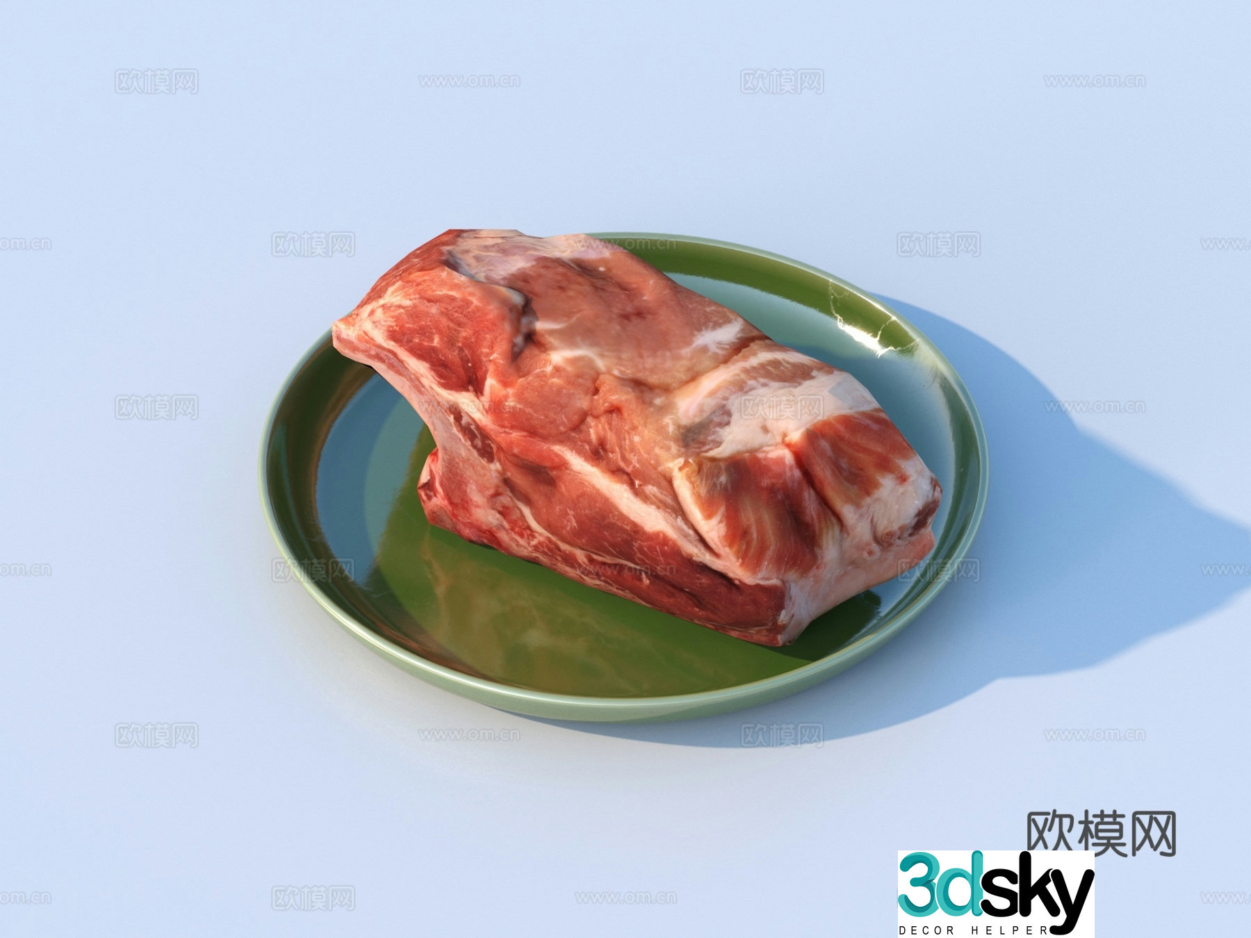 Meat Pork Beef Lamb Meat Slices Meat Cubes Food 3D Model