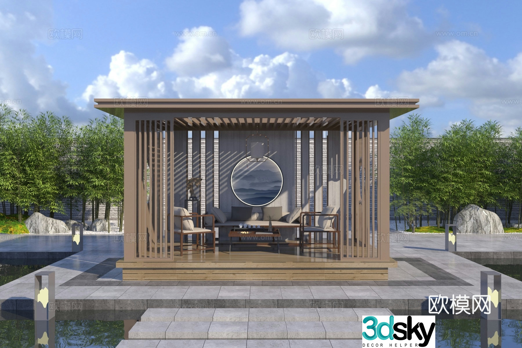 New Chinese style pavilion 3D model