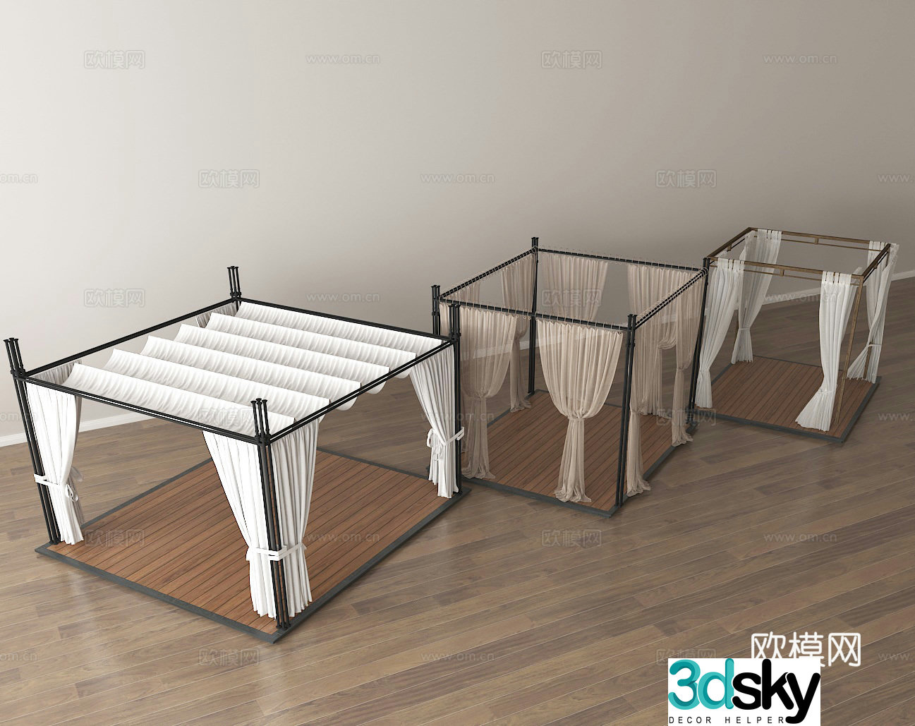 Outdoor leisure pavilion outdoor seating area sunshade pavilion courtyard decoration facilities 3D model