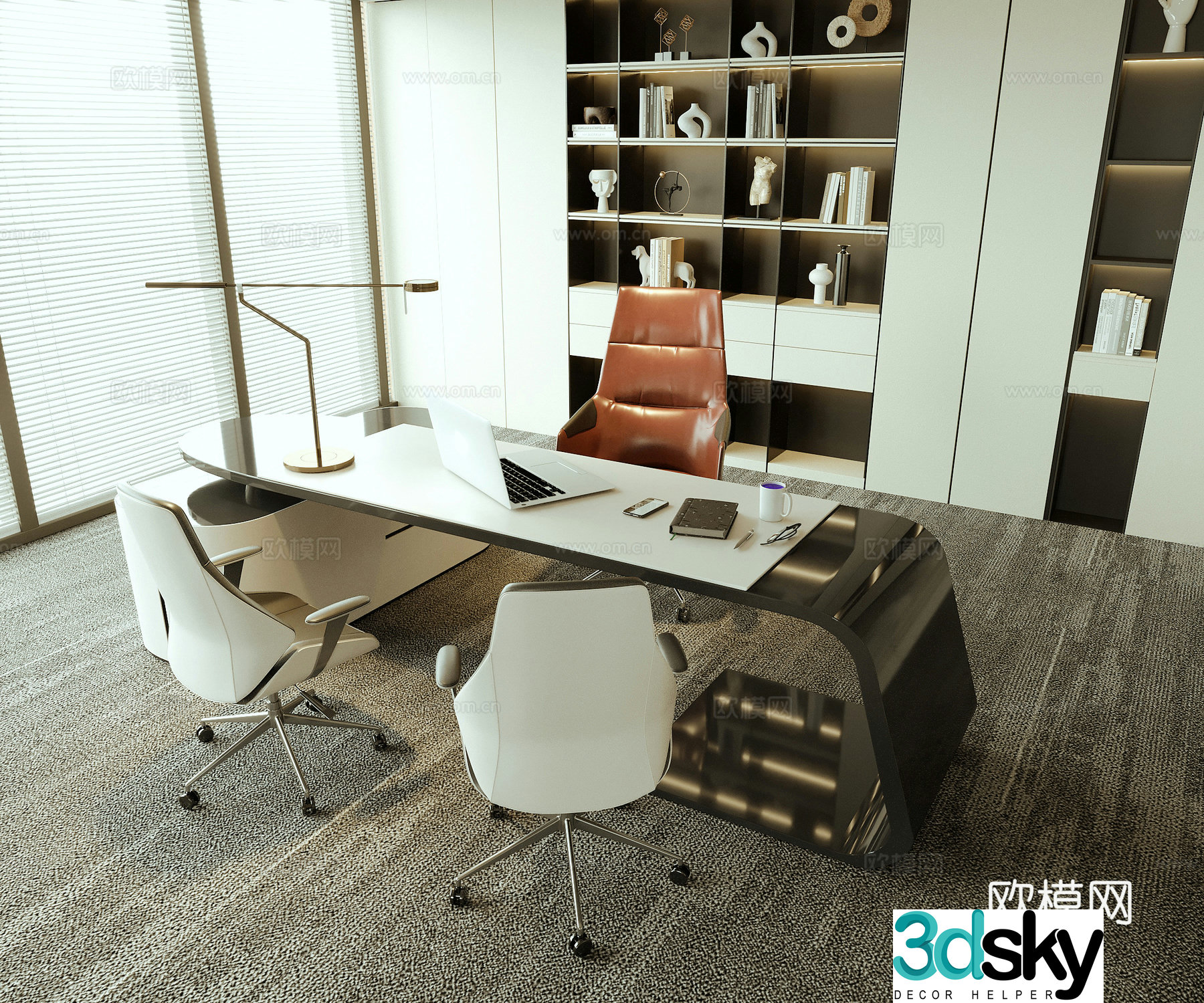 Modern boss office desk chair office chair desk chair office chair office bookcase 3d model