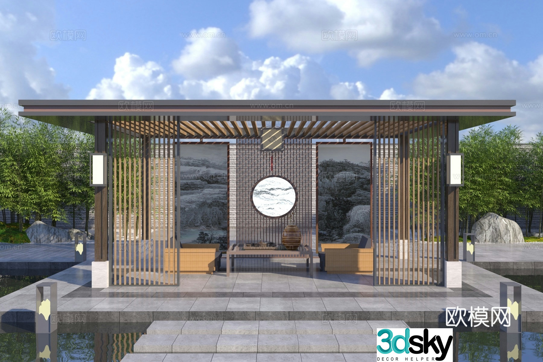 New Chinese style pavilion 3D model