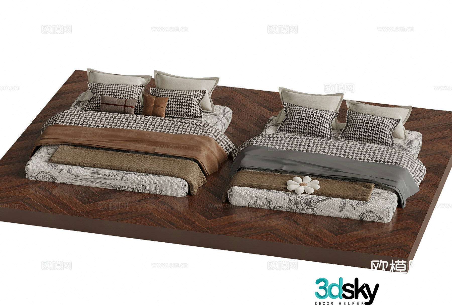 Other beds French double bed bed 3d model
