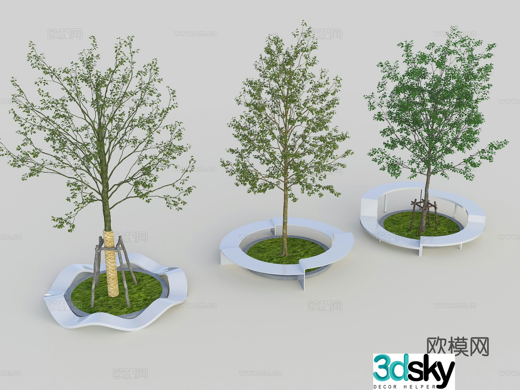 Modern combined tree pool table and chairs Landscape tree pool Simple tree pool Tree pool seat Square seat Row 3D model