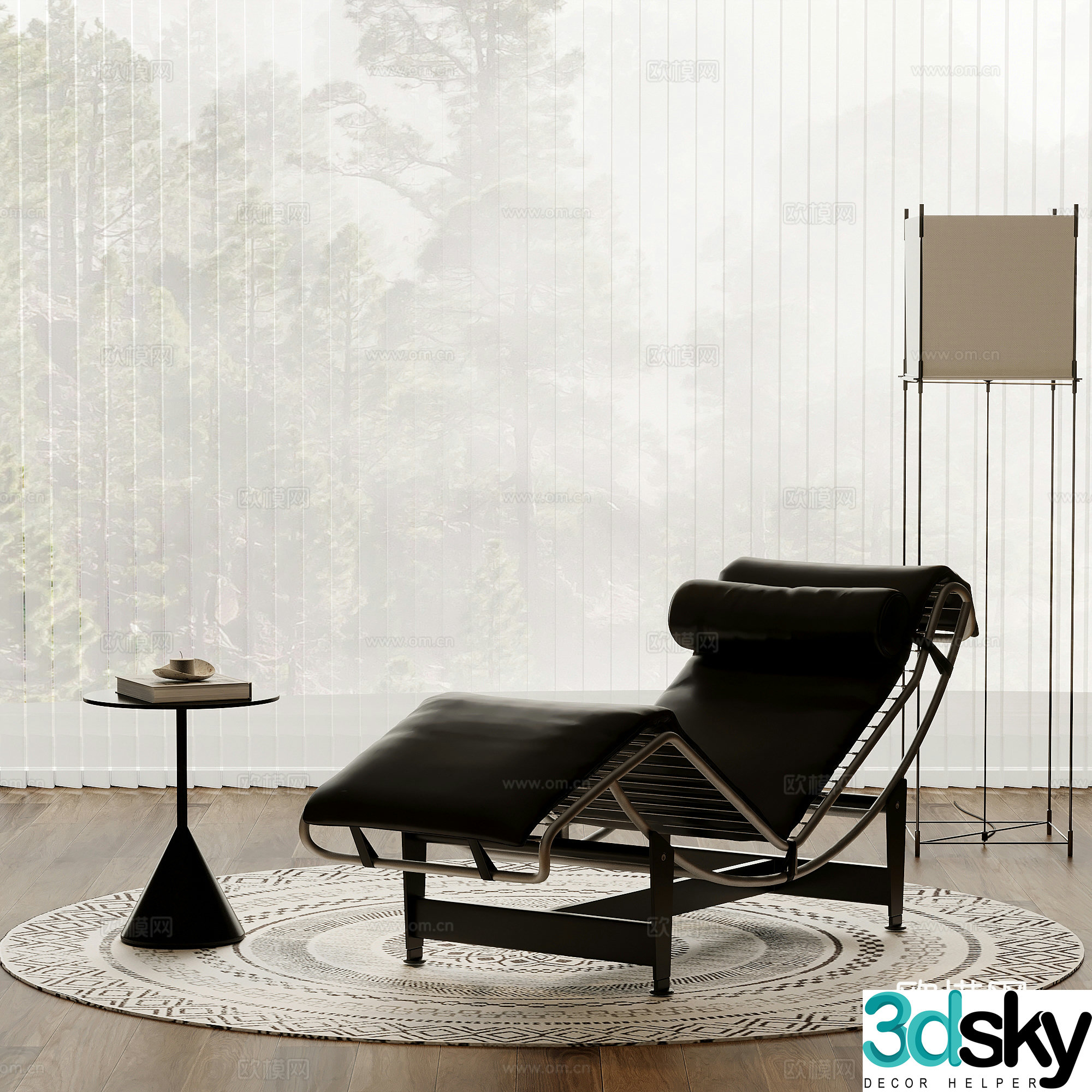 Recliner modern simple recliner leisure chair side chair floor lamp 3d model