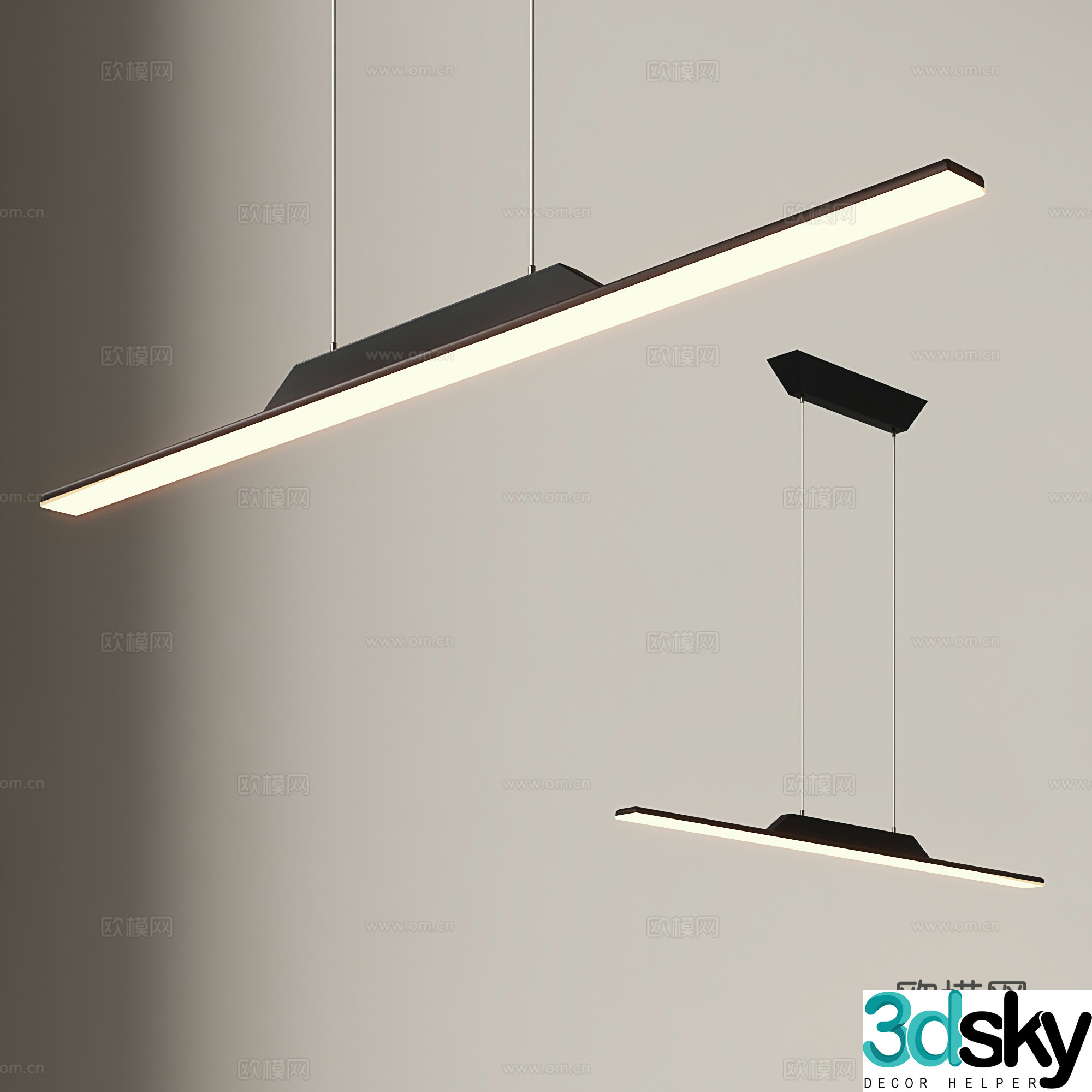 Modern restaurant chandeliers simple study chandeliers light luxury long chandeliers Nordic bar chandeliers 3D model