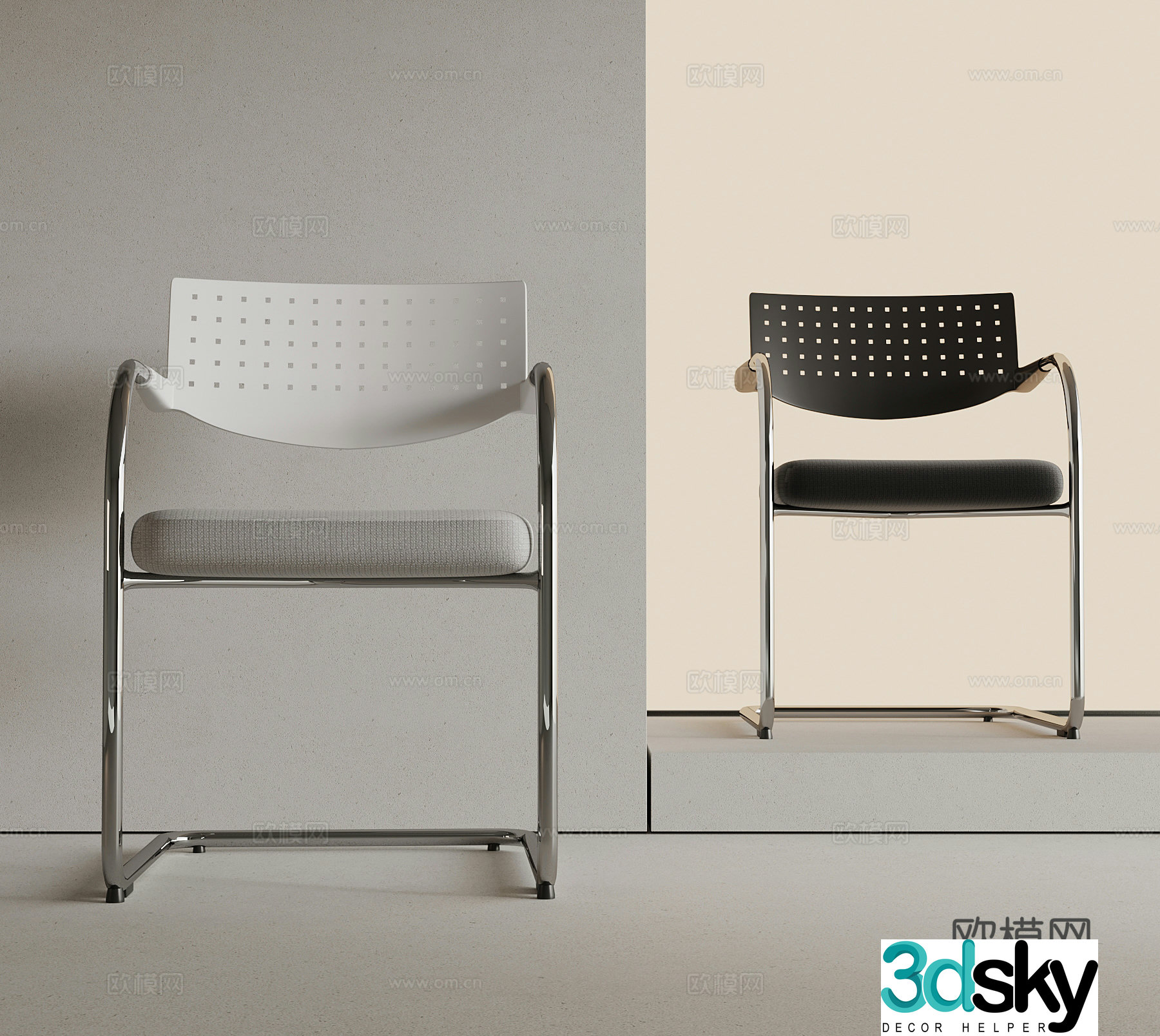 Office chair modern office front chair 3d model