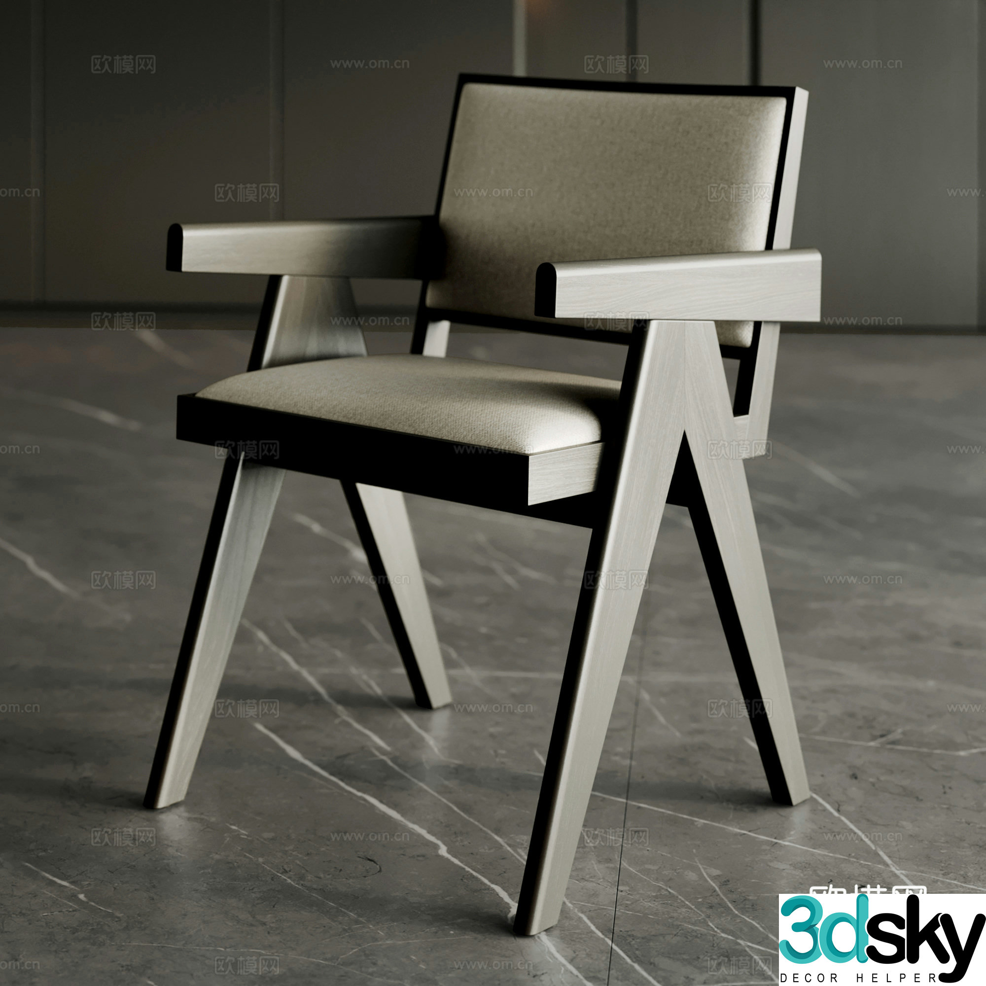 Modern single chair dining chair chair fabric single chair book chair 3d model