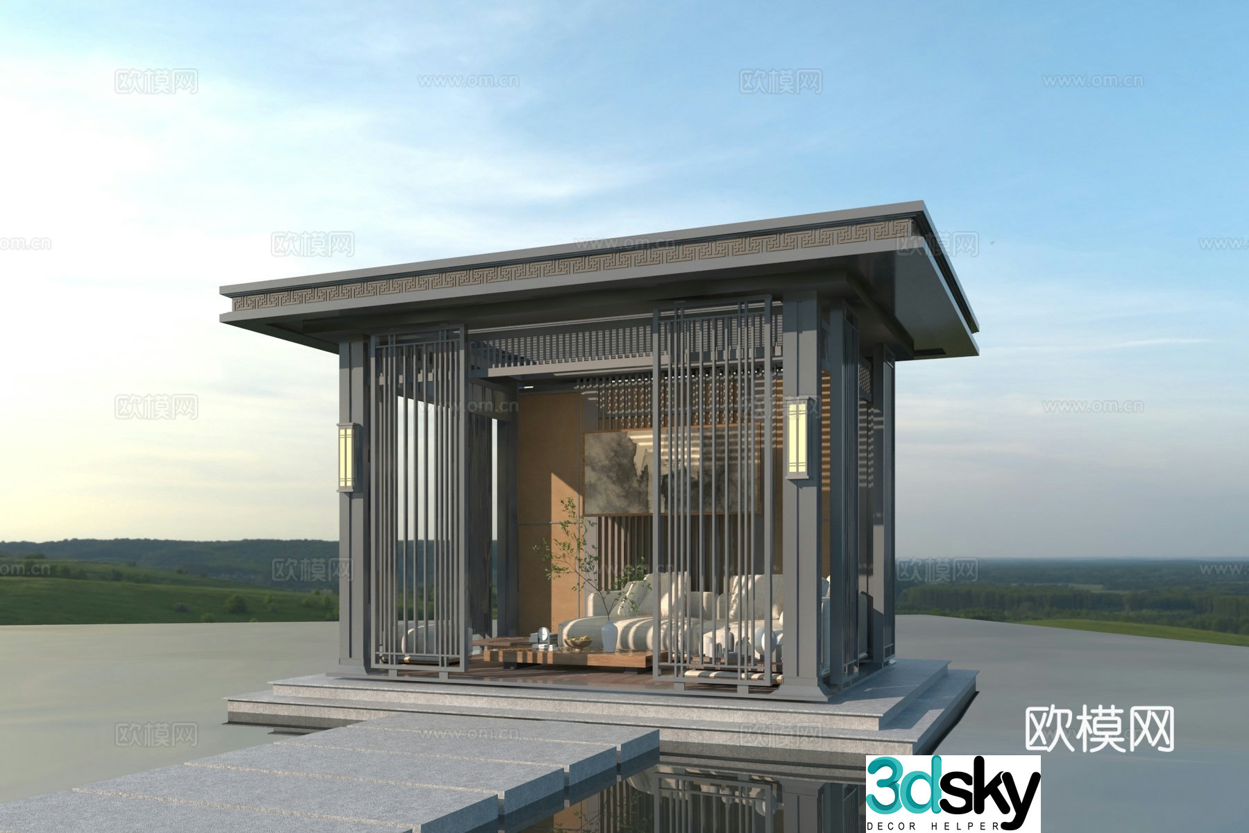 New Chinese style pavilion 3D model