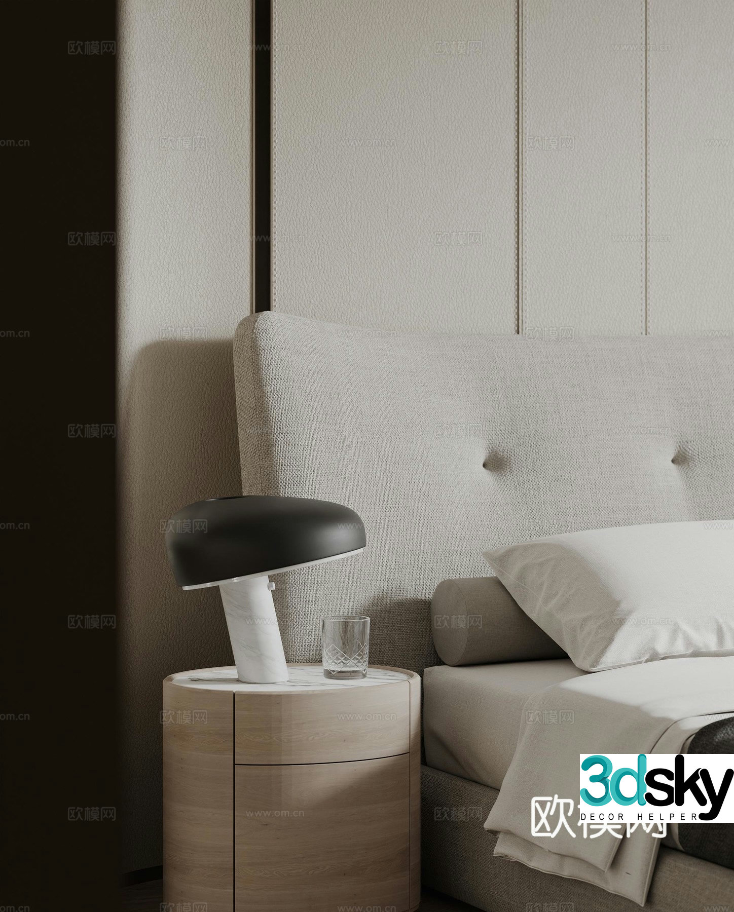 Modern bedside table ornament 3d model