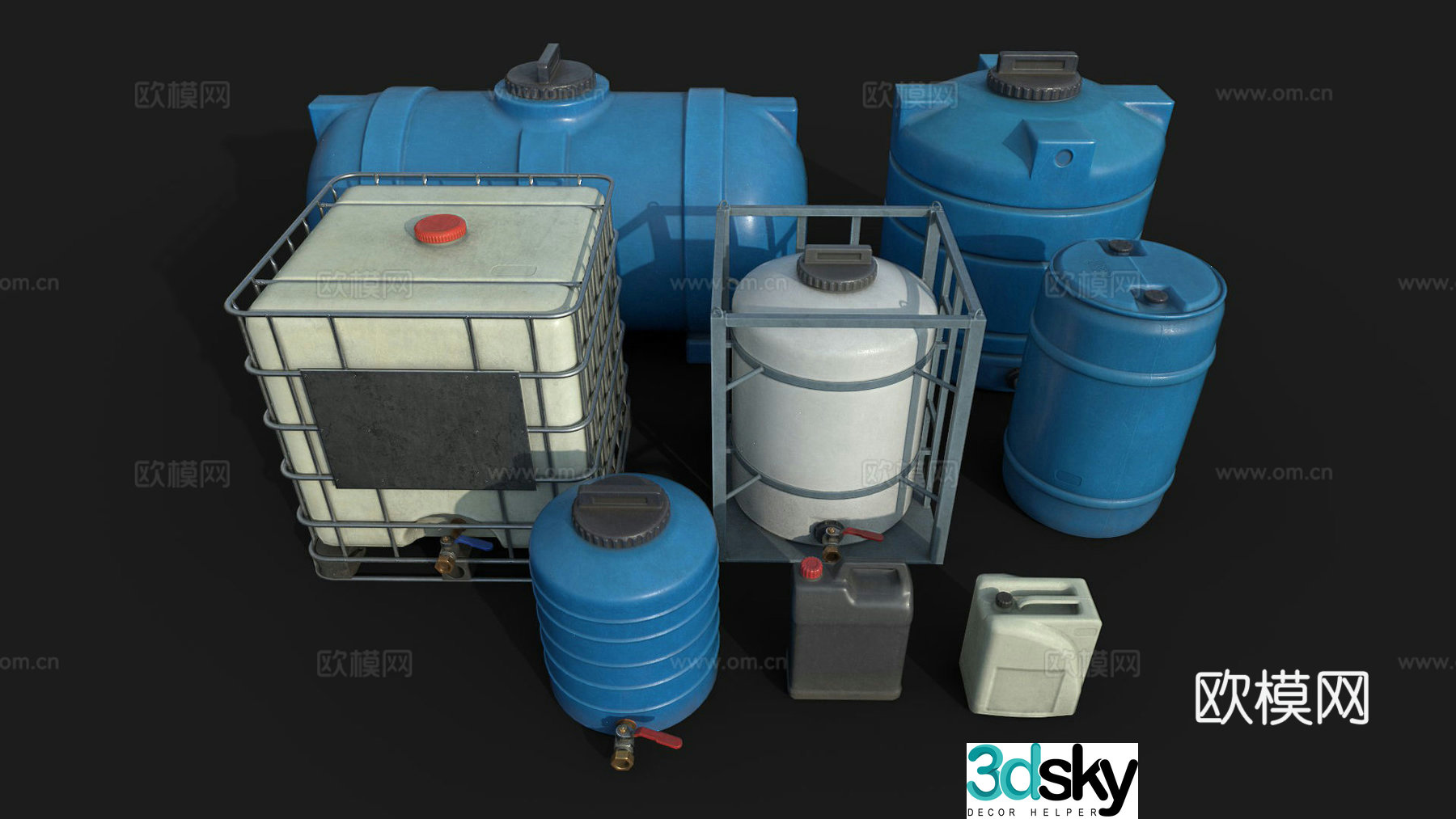 Plastic bucket water tank combination 3d model