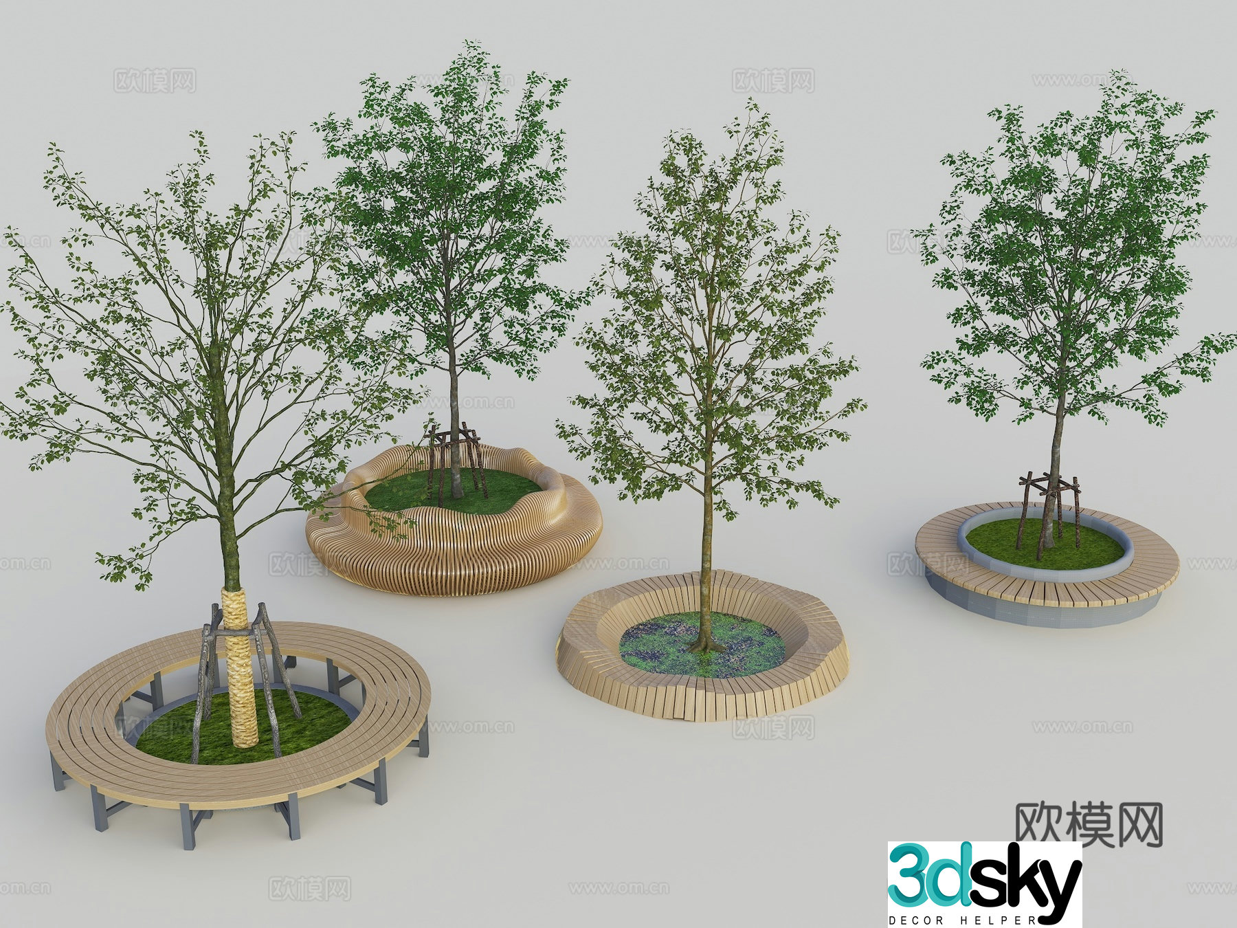 Modern combined tree pool table and chairs Landscape tree pool Simple tree pool Tree pool seat Square seat Row 3D model