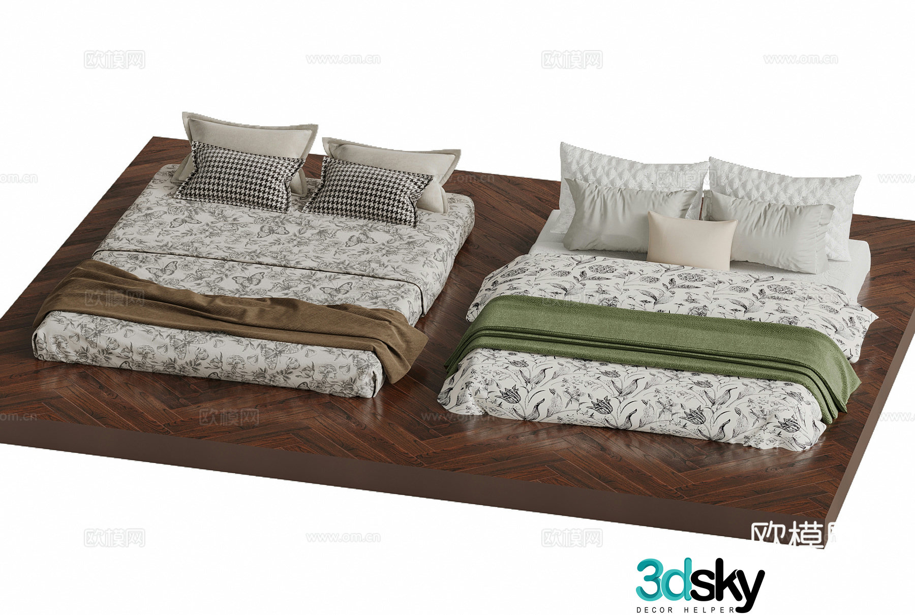 Other beds French double bed bed 3d model
