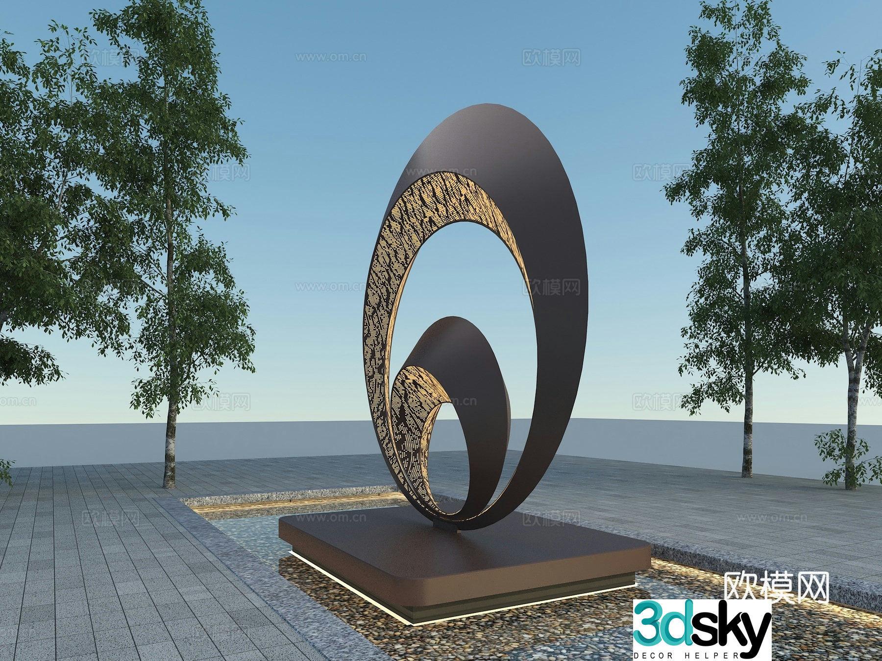 Modern sculpture Glowing sculpture City sculpture Metal sculpture 3d model