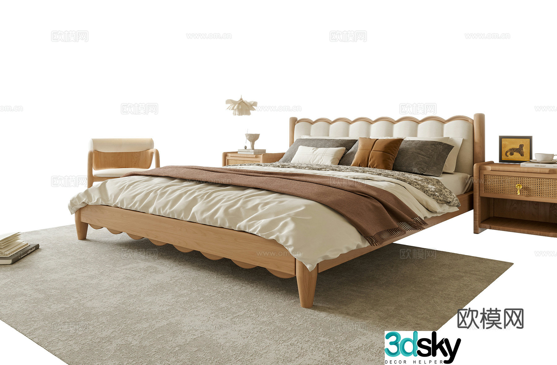 Modern double bed 3d model