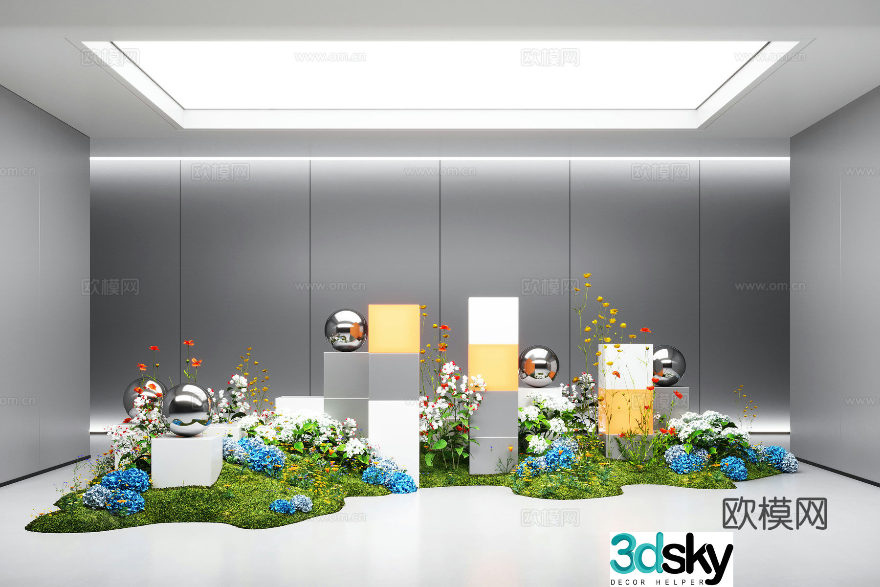 Modern interior landscape landscaping Moss landscape moss landscaping Metal installation sculpture 3D model