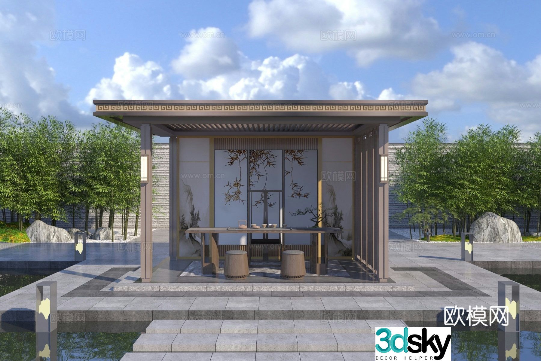 New Chinese style pavilion 3D model