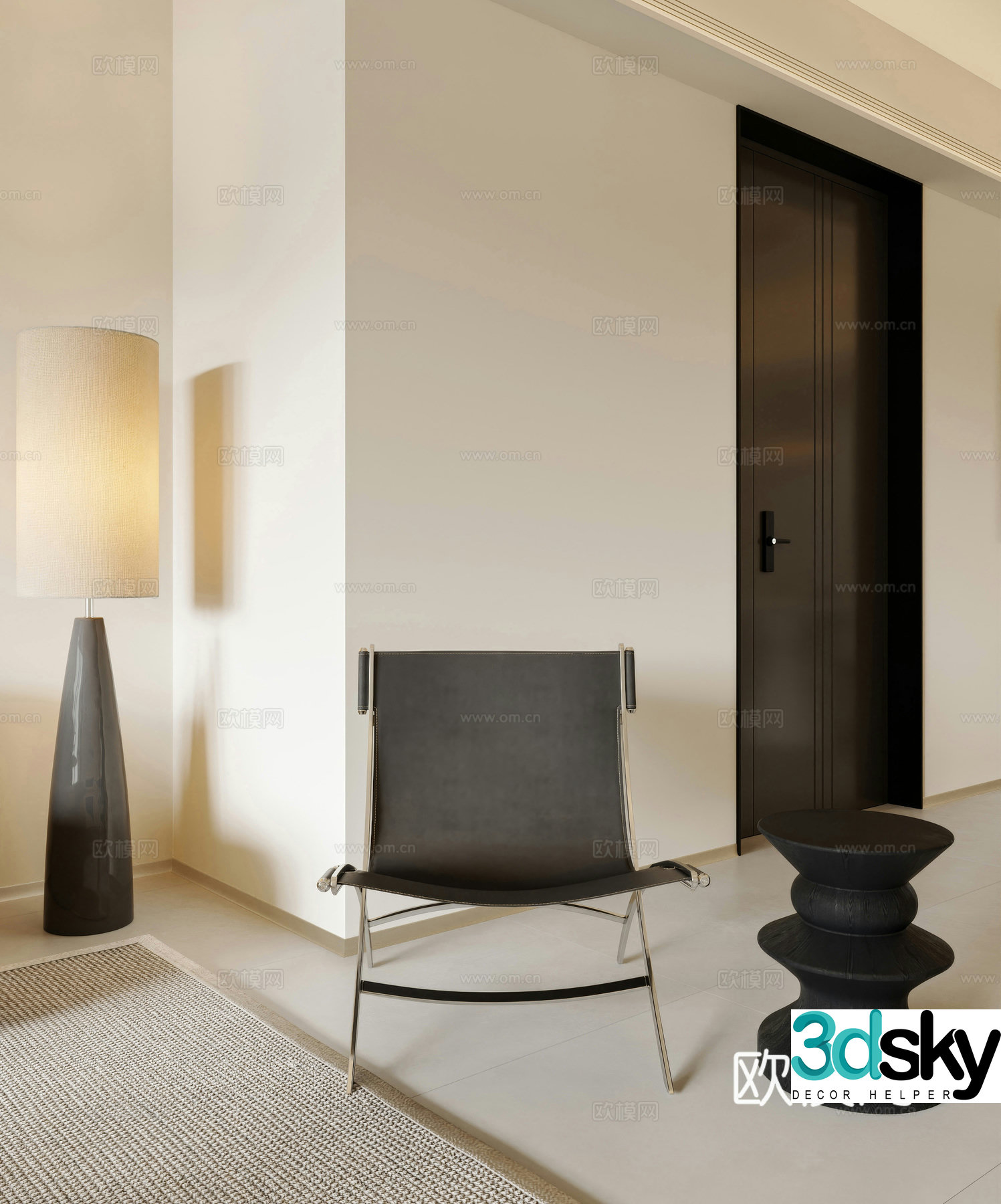 Modern light luxury lounge chair Modern minimalist lounge chair Armchair Black leather chair Single chair 3D model