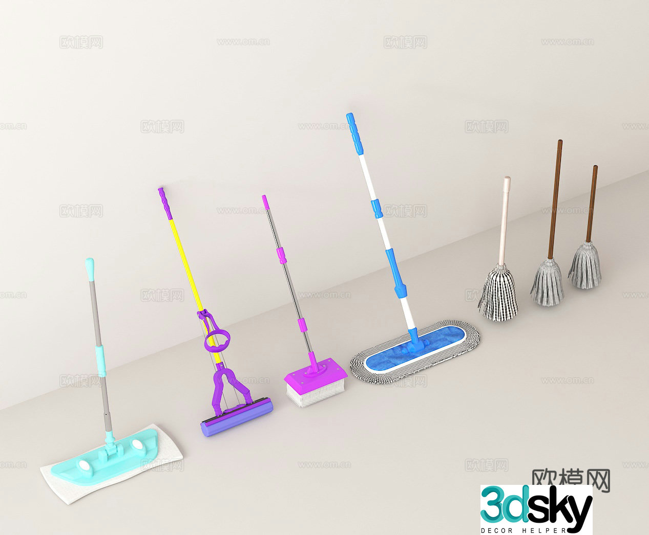 Multifunctional household mop Rotating mop flat mop Floor cleaning supplies 3D model