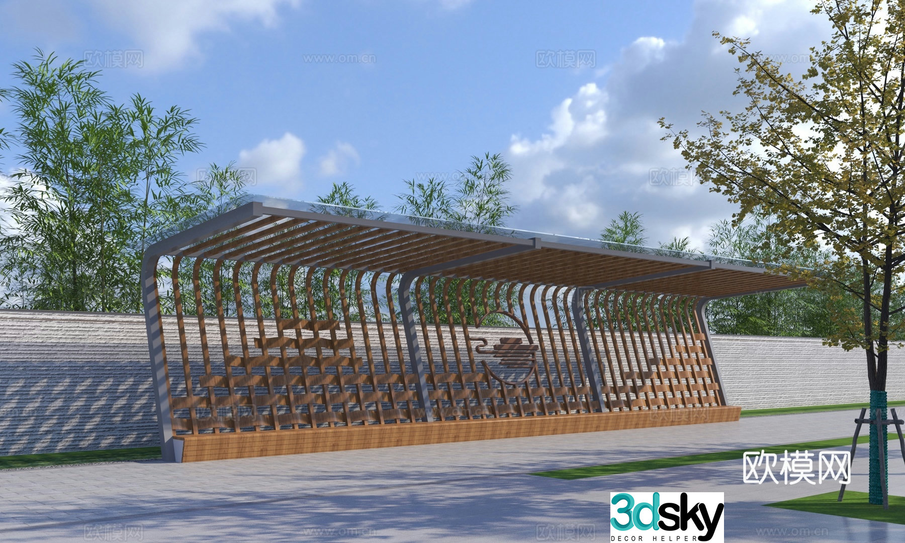 Modern landscape corridor frame 3d model