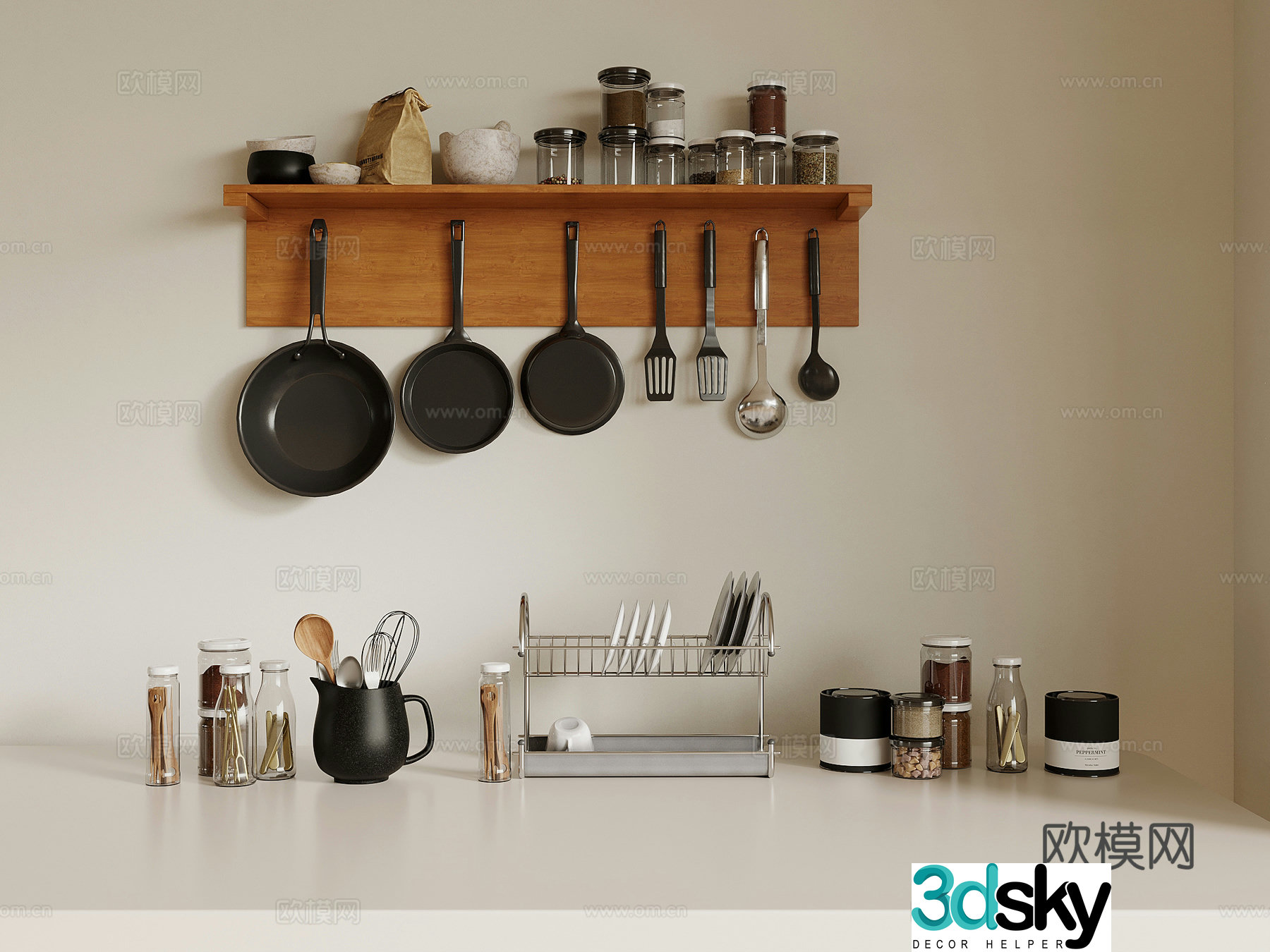 Kitchen supplies modern kitchen utensils dishes seasoning bottle 3d model