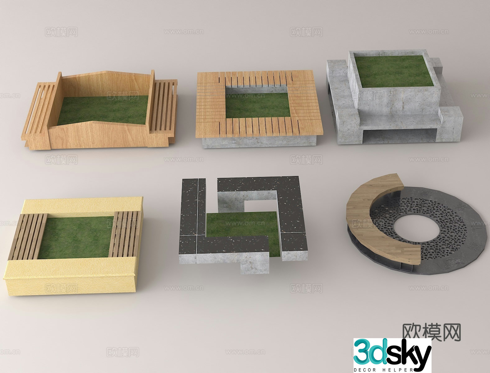 Outdoor greening facilities creative tree pool #wooden tree pool #landscape tree pool #green plant enclosure facilities 3D model