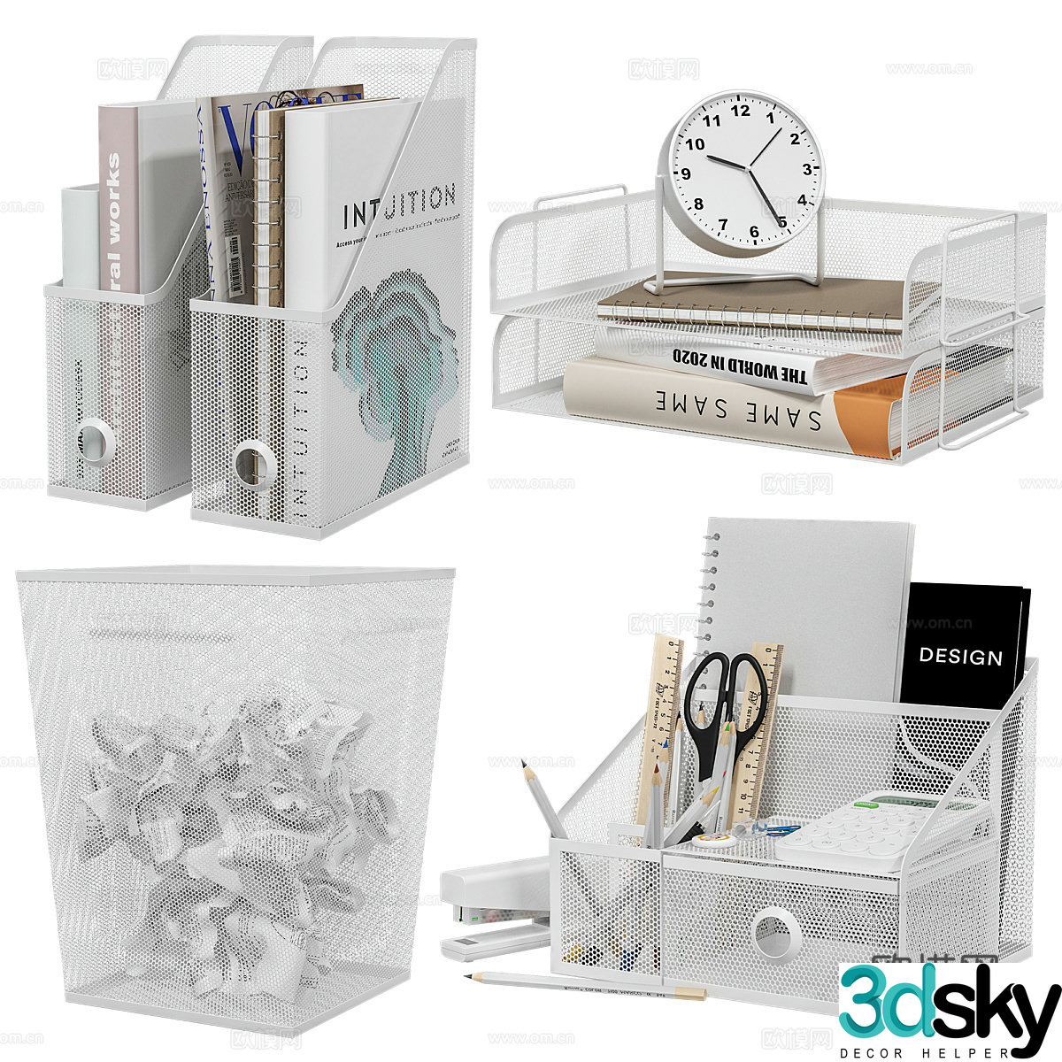 Modern office stationery Office supplies 3d model