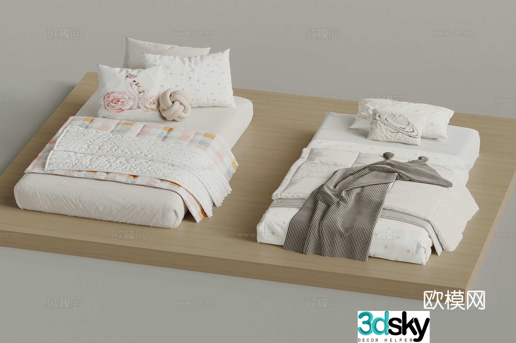Other beds Modern double bed Bedding 3d model