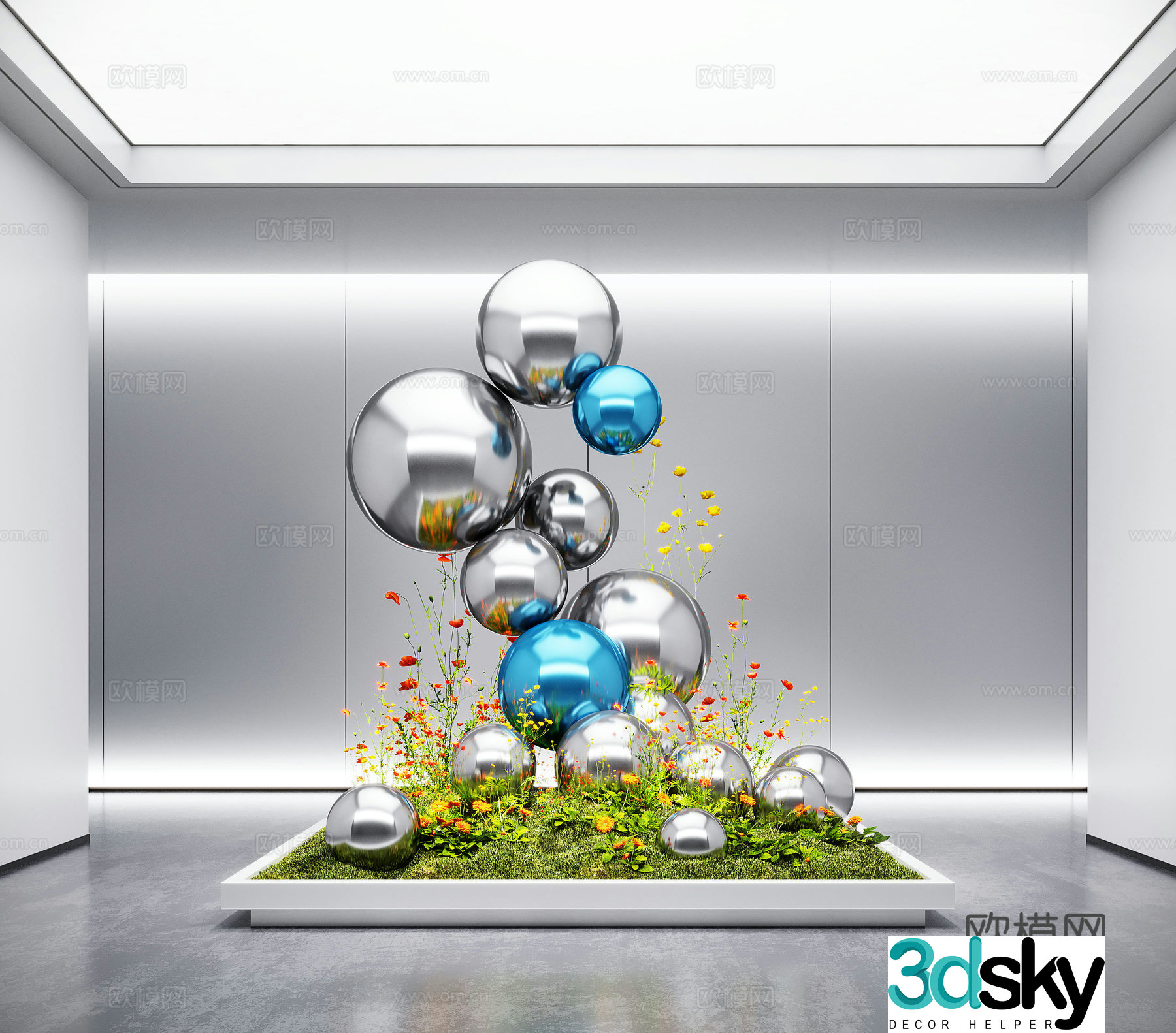 Modern interior landscape landscaping Moss landscape moss landscaping Metal installation sculpture 3D model