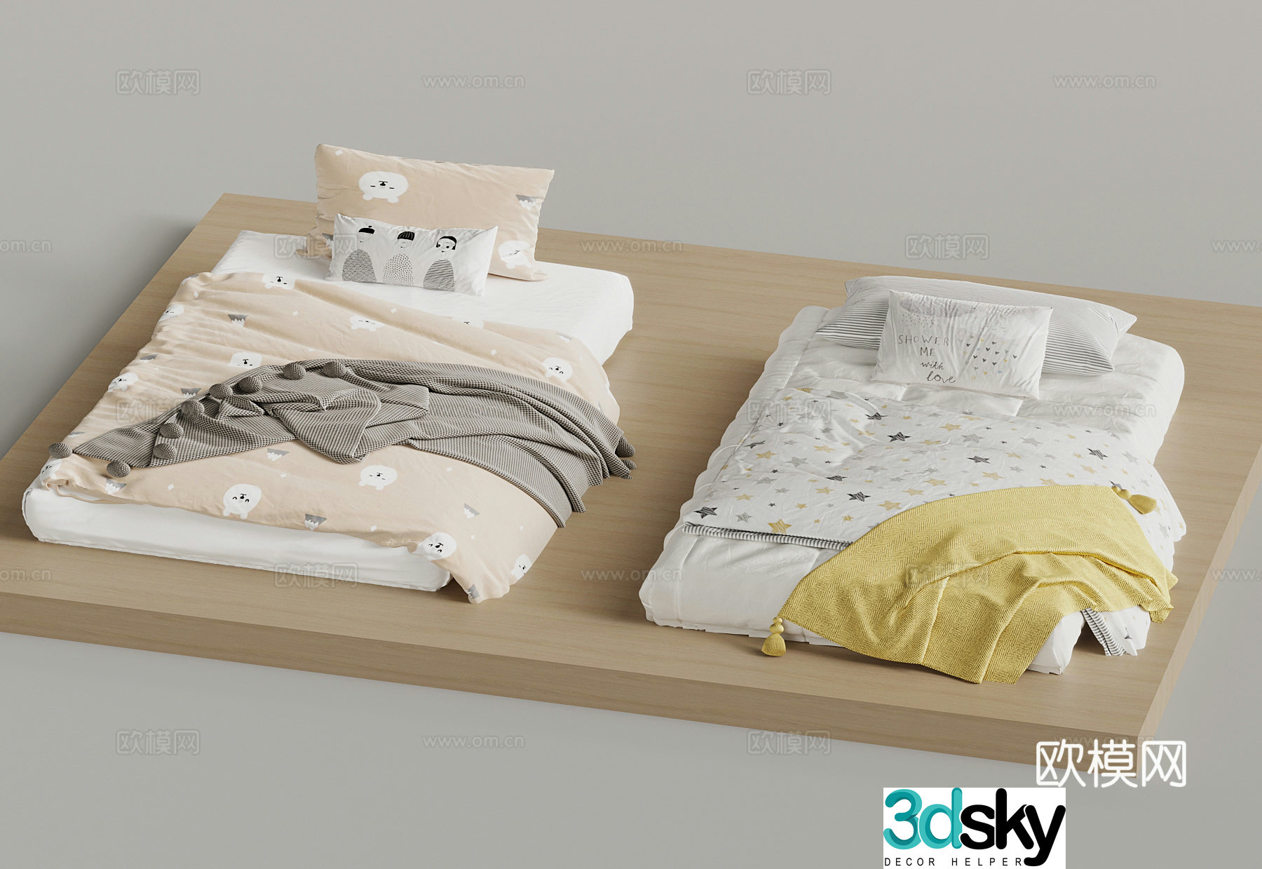 Other beds Modern double bed Bedding 3d model