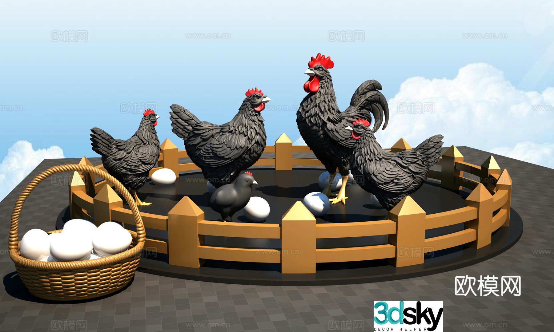Rooster hen 3d model